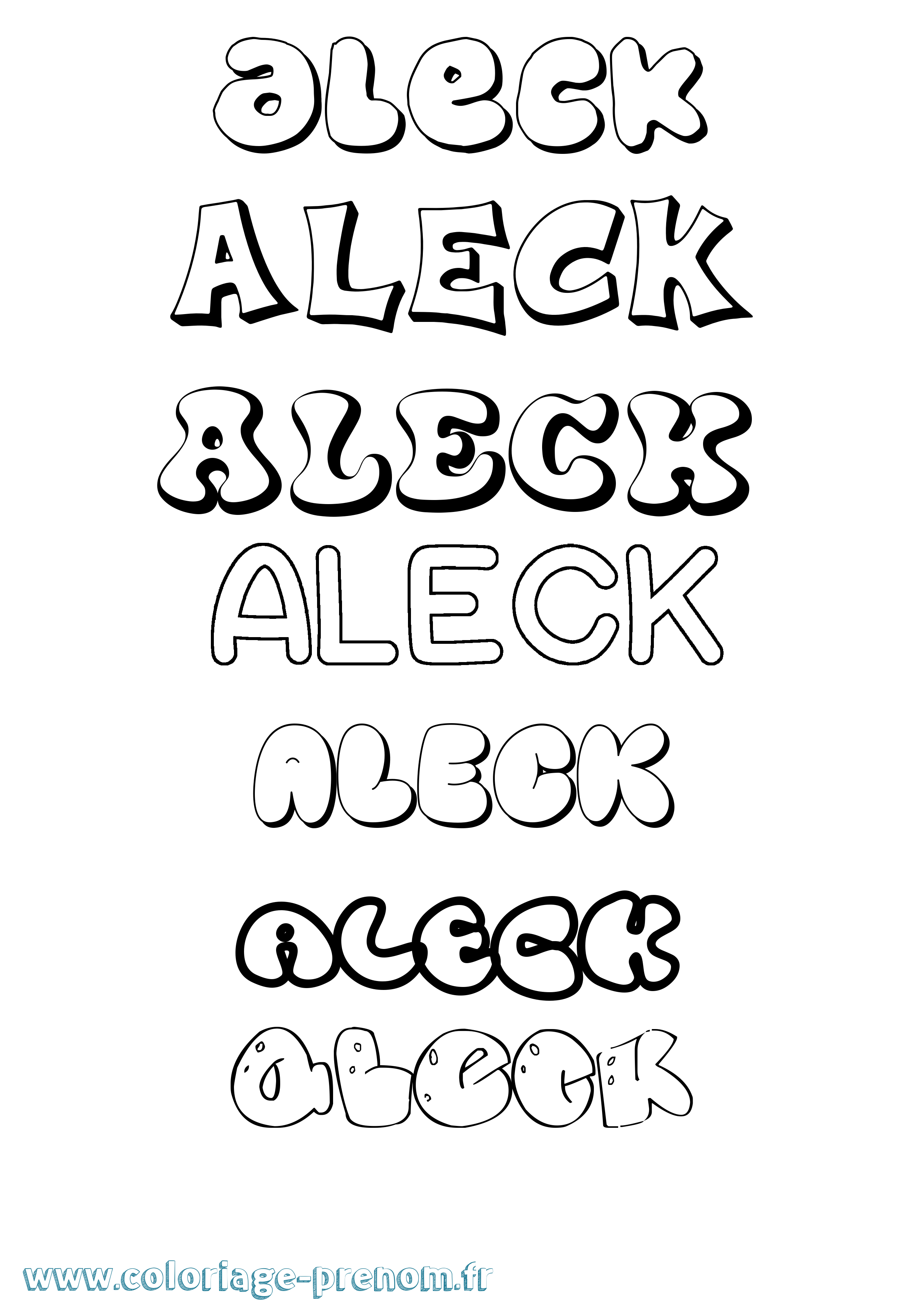 Coloriage prénom Aleck Bubble