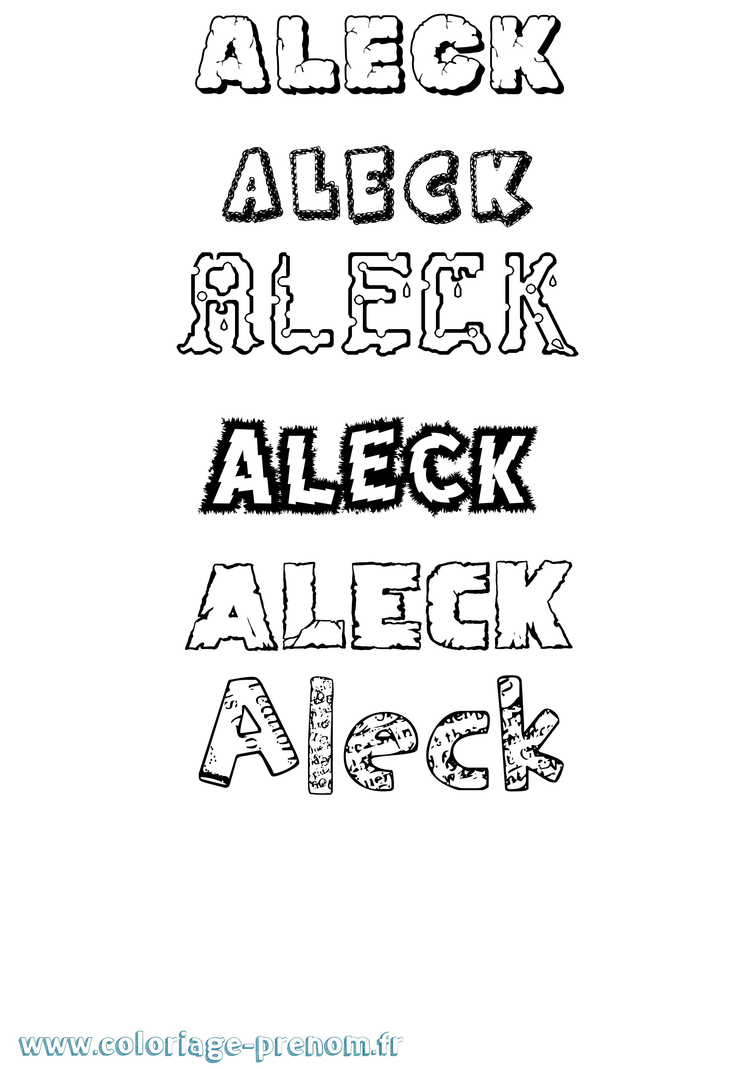 Coloriage prénom Aleck Destructuré
