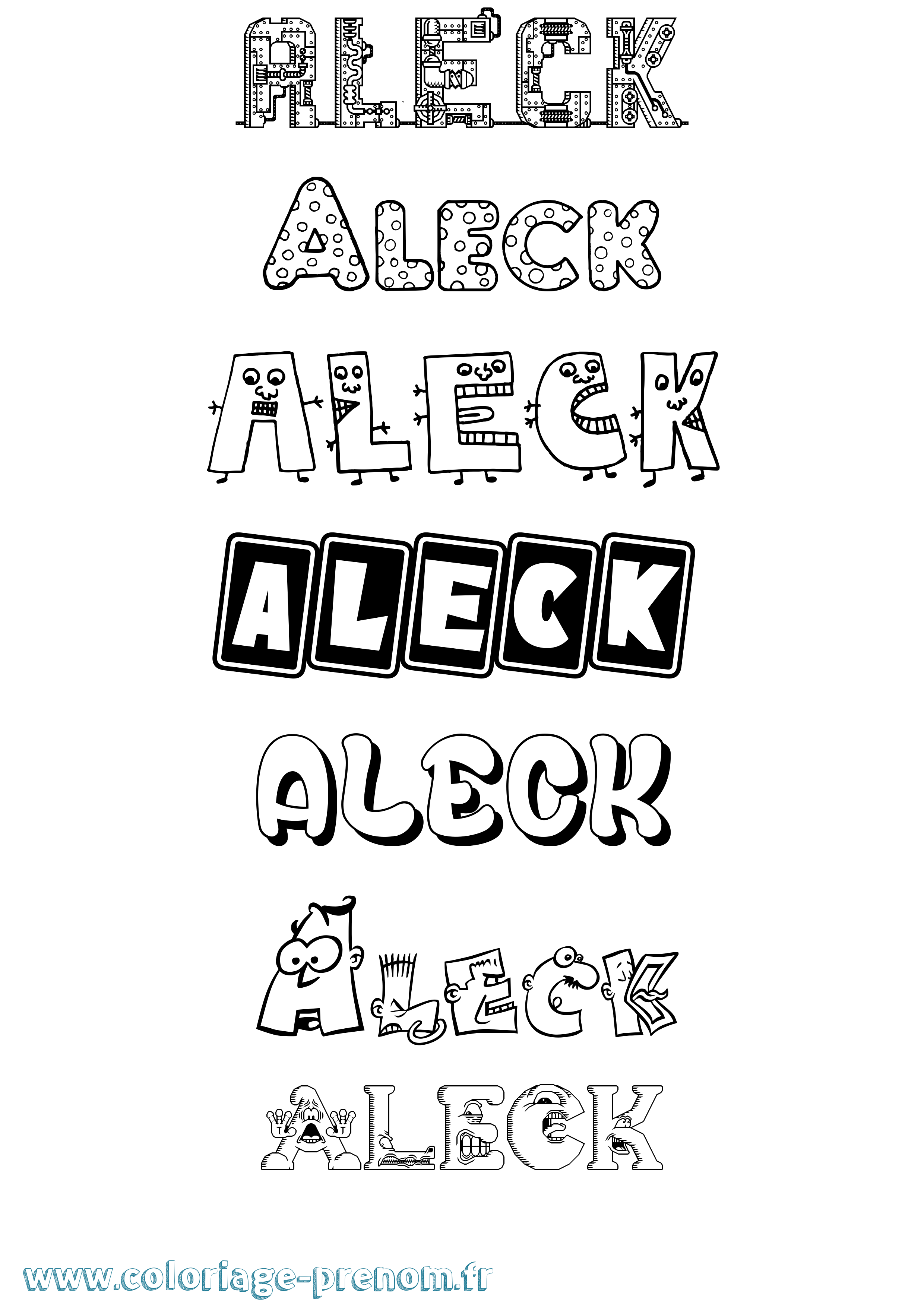 Coloriage prénom Aleck Fun