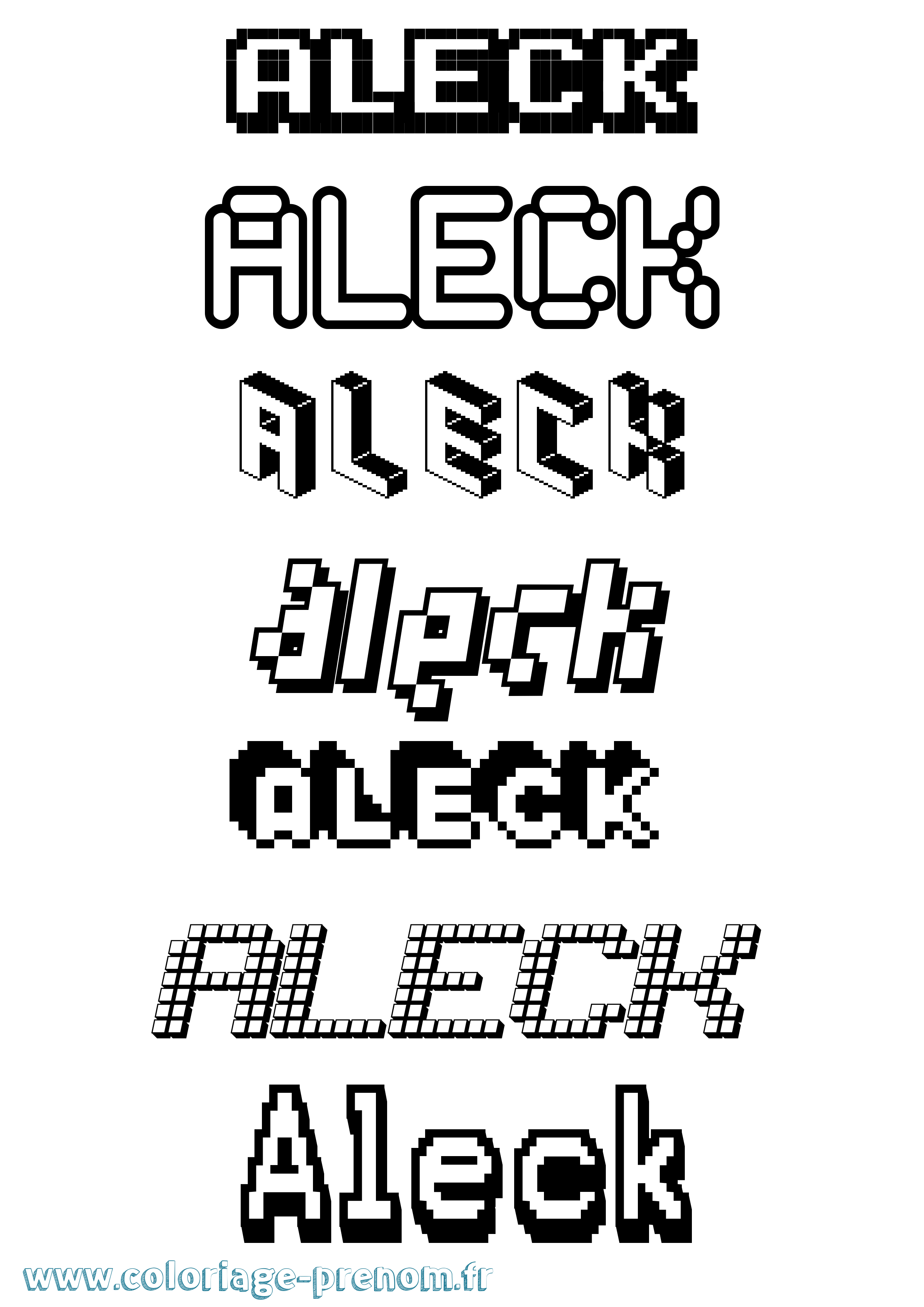 Coloriage prénom Aleck Pixel