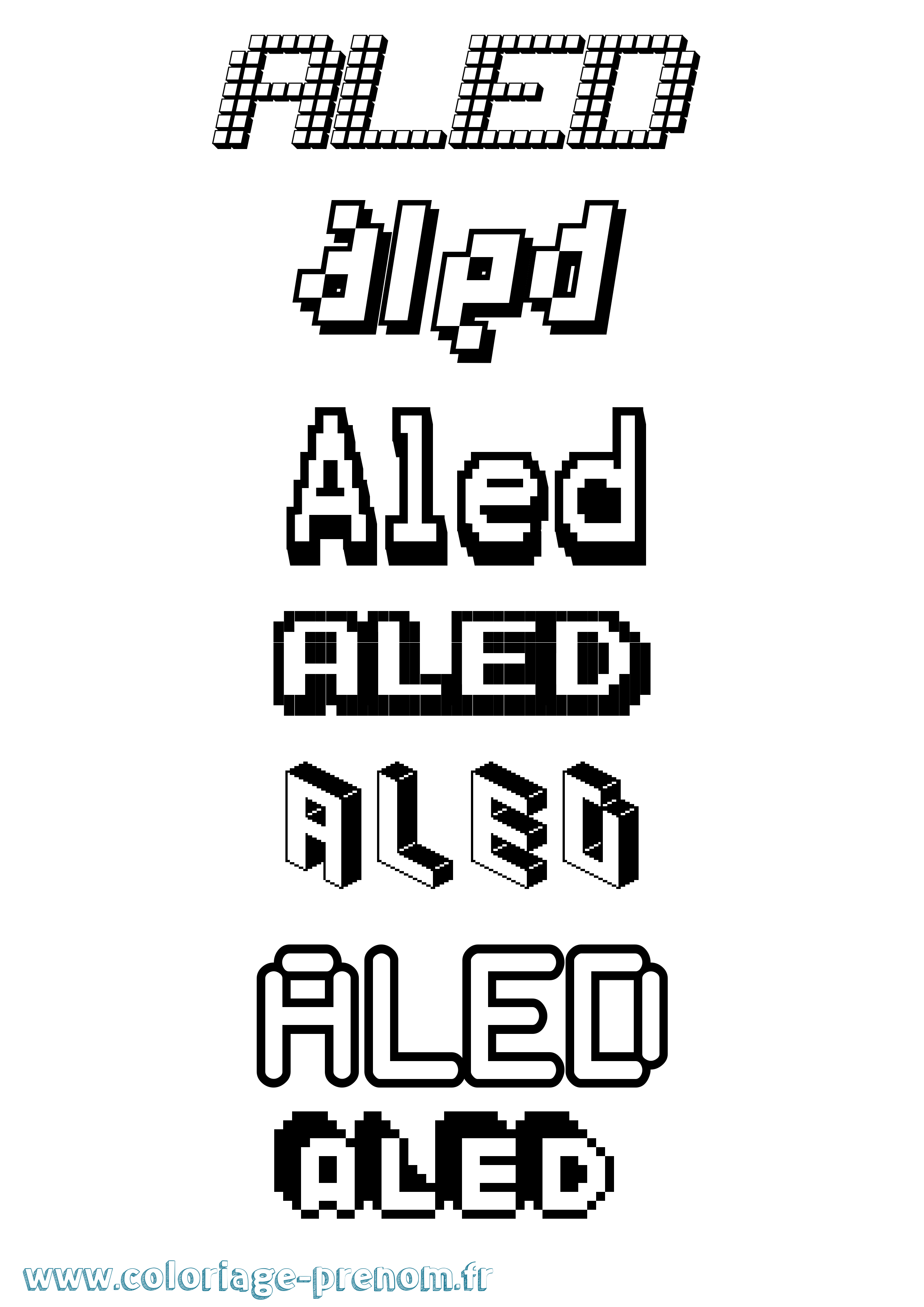 Coloriage prénom Aled Pixel