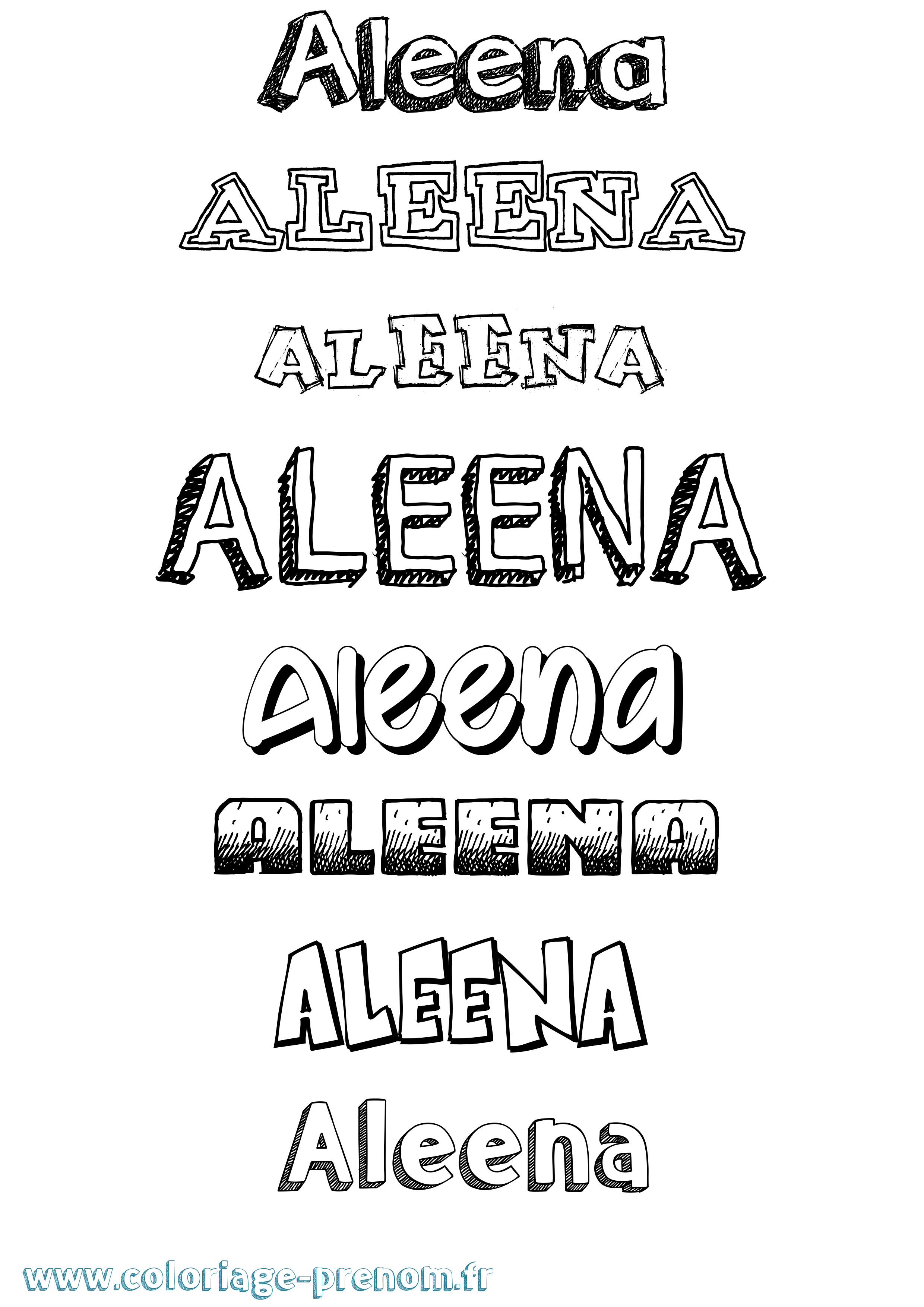 Coloriage prénom Aleena Dessiné