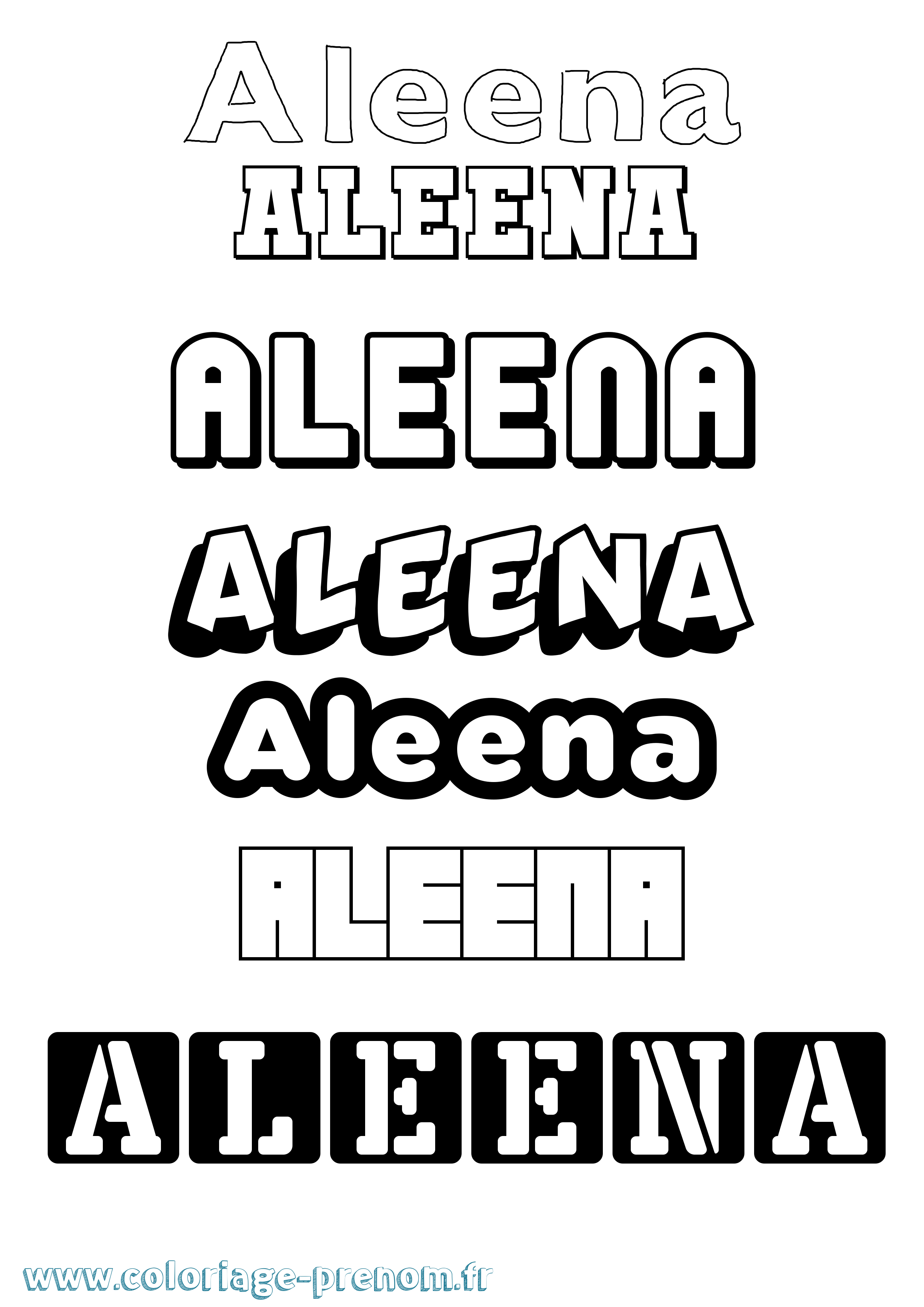 Coloriage prénom Aleena Simple