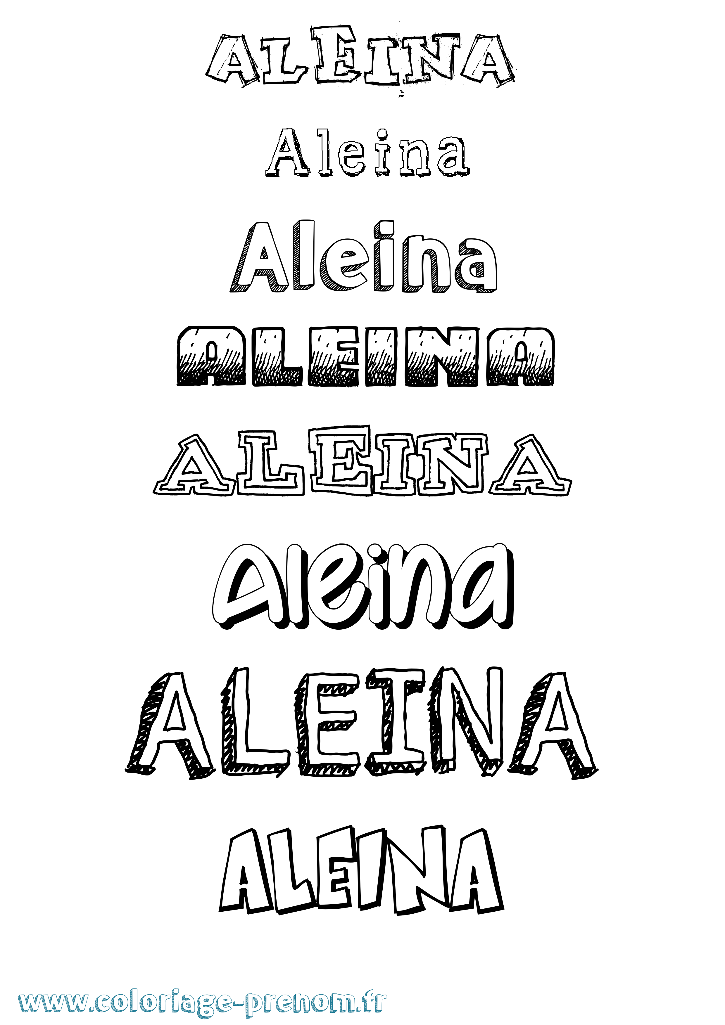 Coloriage prénom Aleina Dessiné