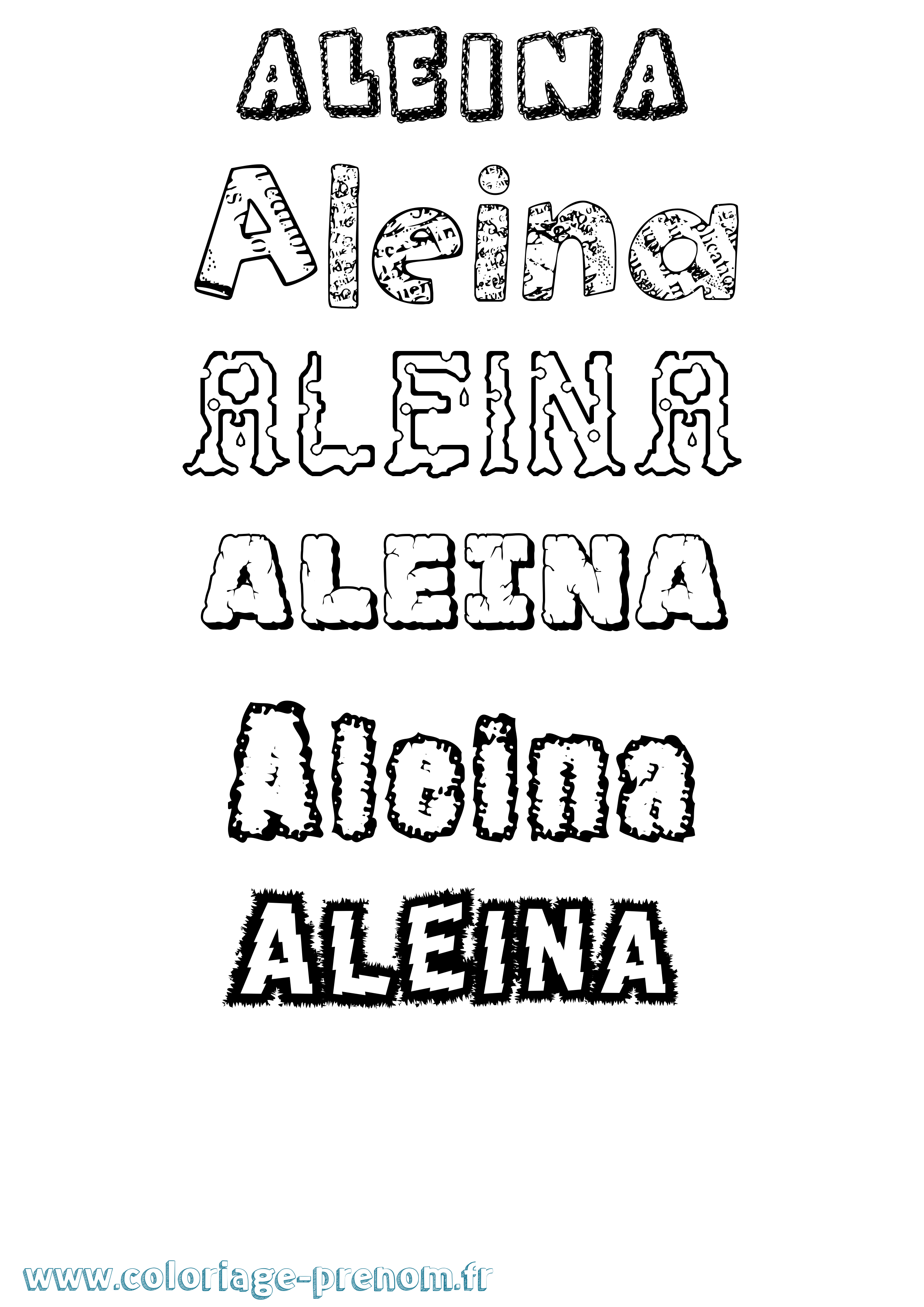 Coloriage prénom Aleina Destructuré