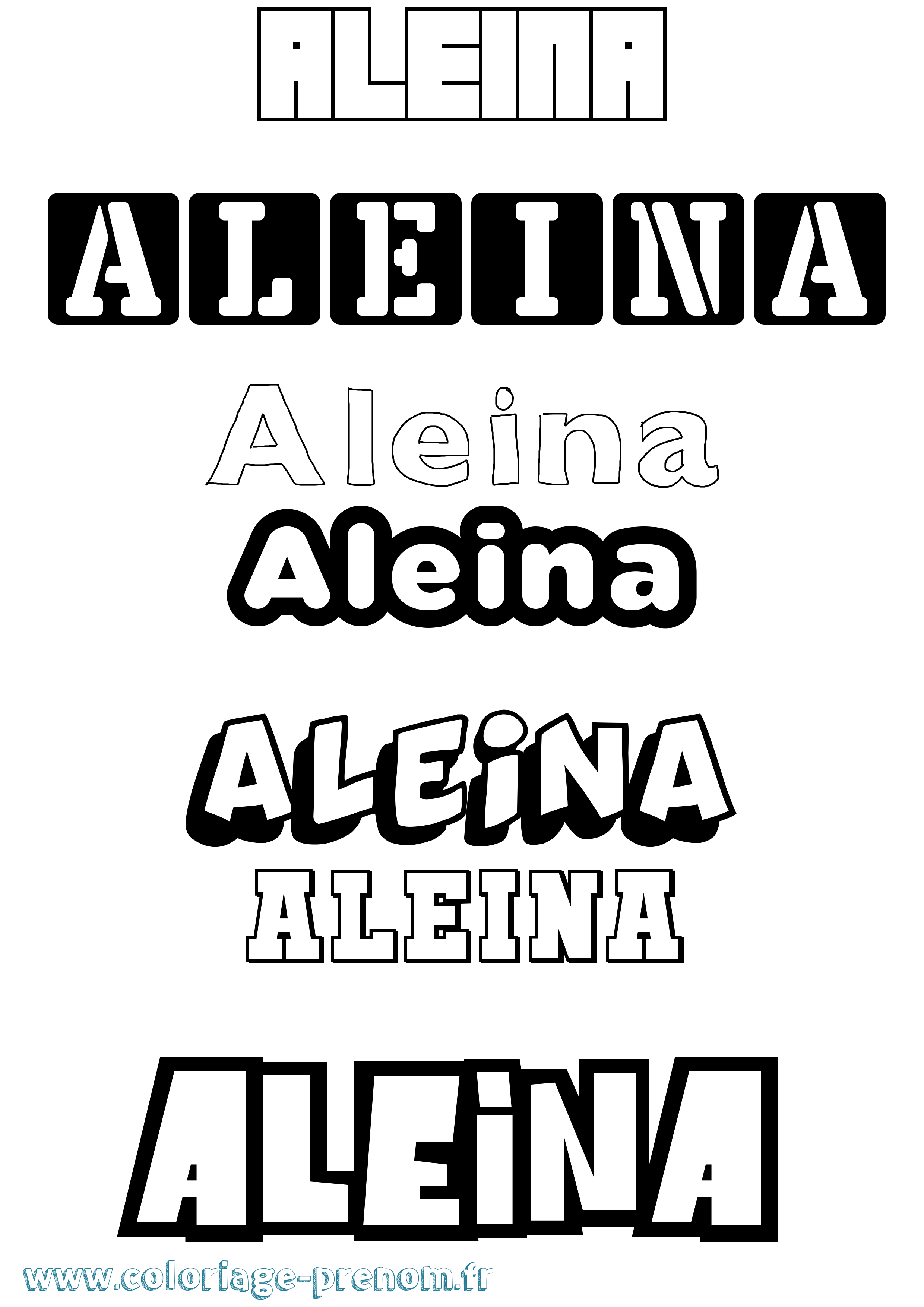 Coloriage prénom Aleina Simple