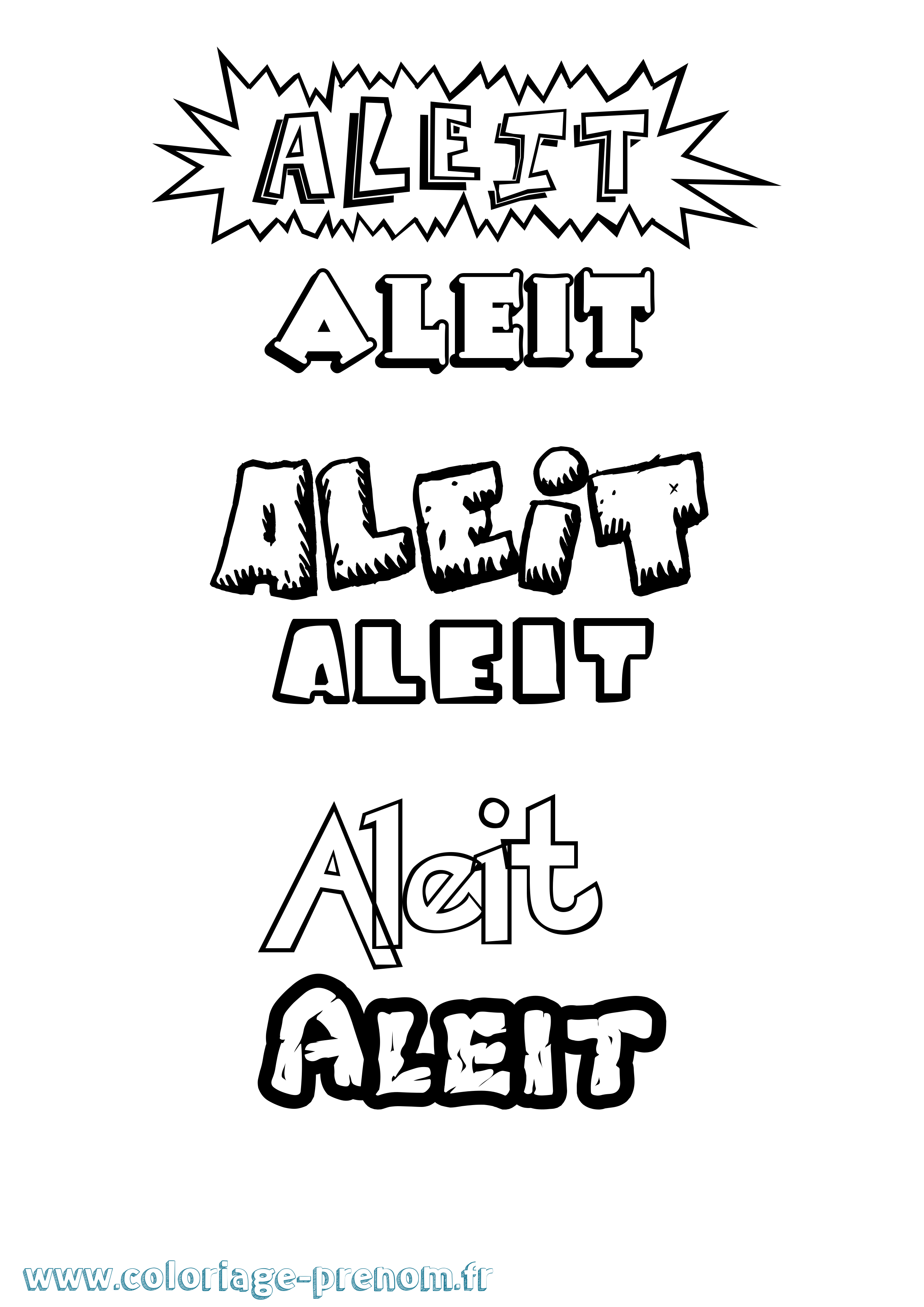 Coloriage Aleit Dessin Animé Coloriage prénom Aleit Dessin Animé