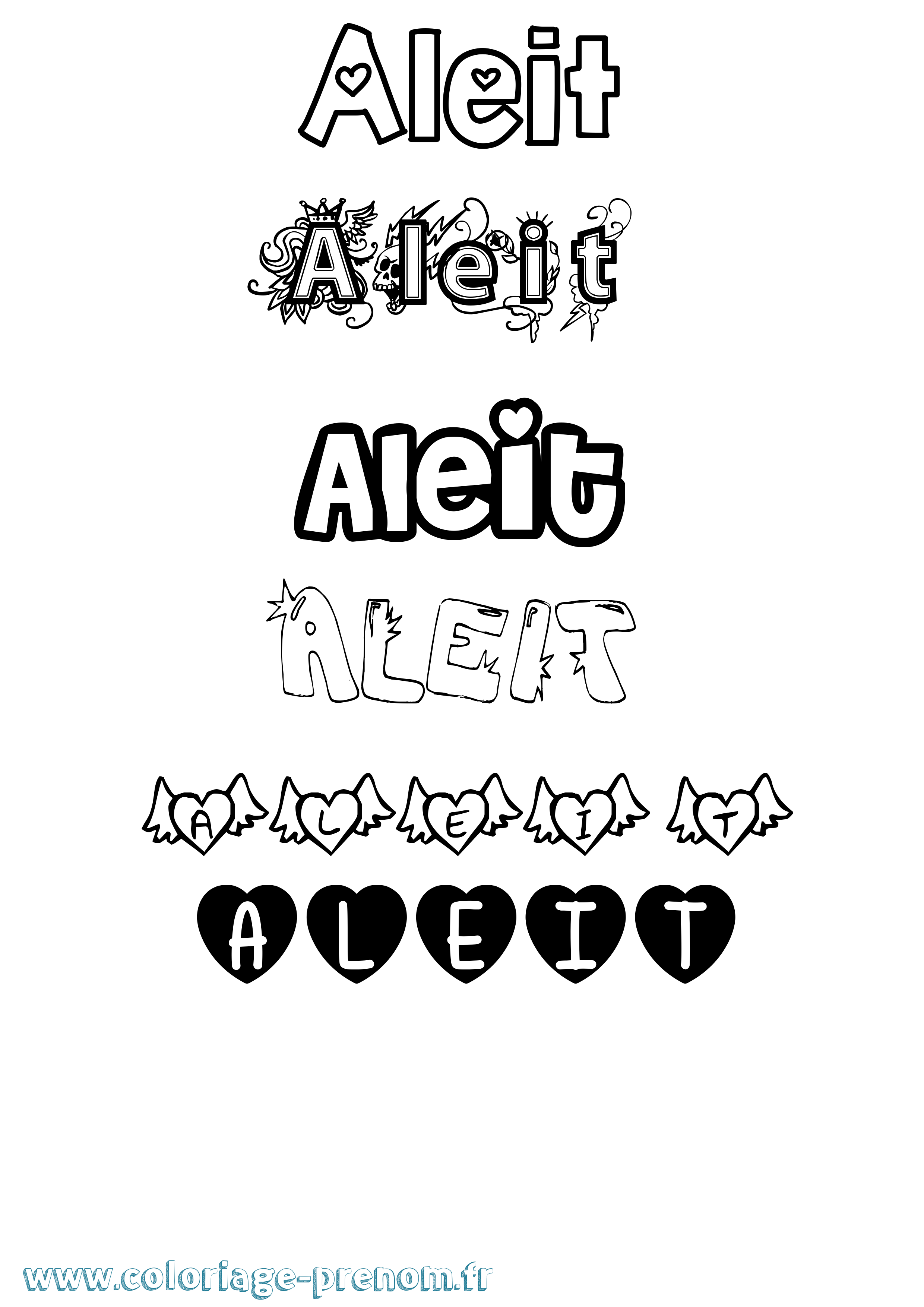 Coloriage Aleit Girly Coloriage prénom Aleit Girly