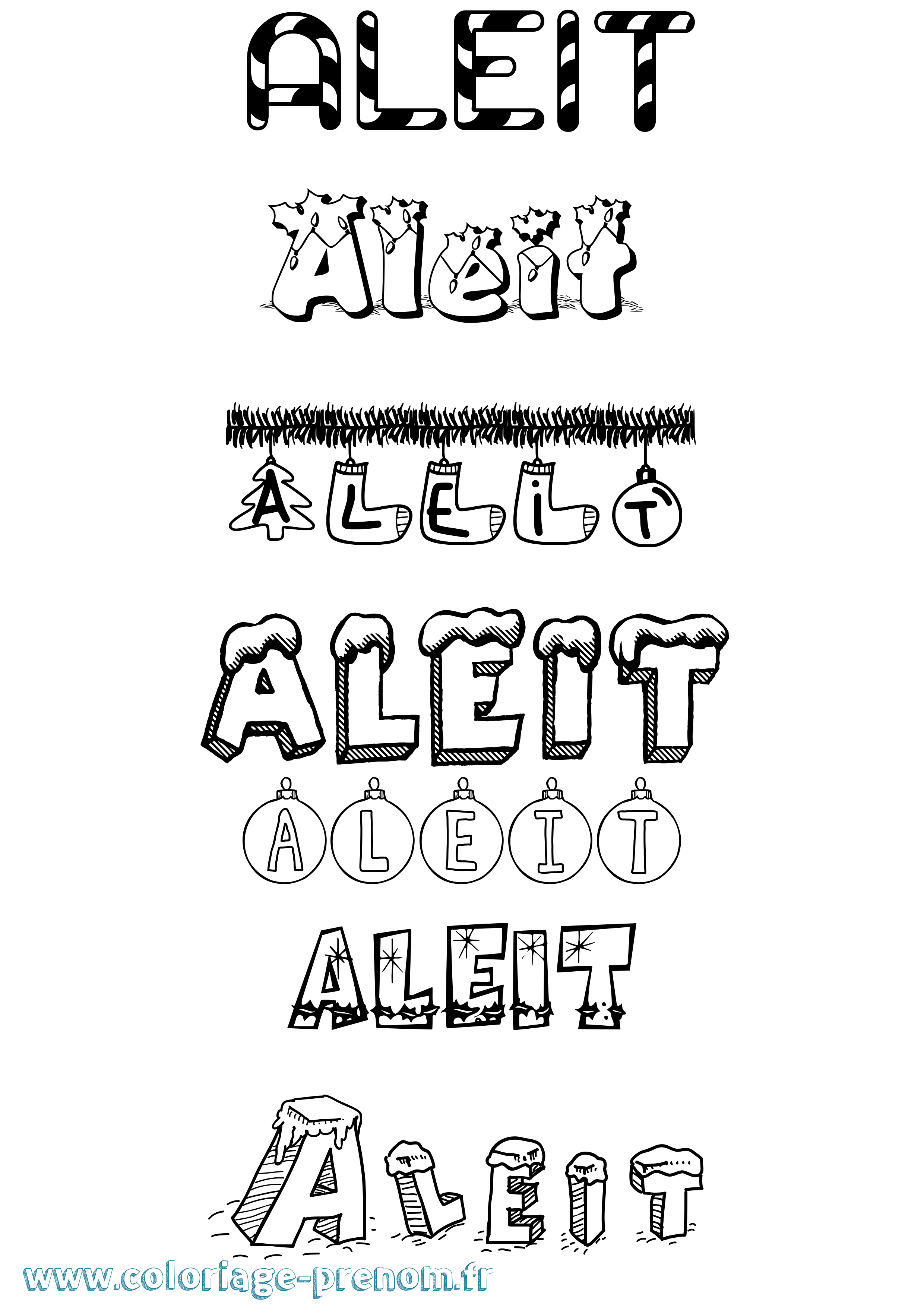 Coloriage Aleit Noël Coloriage prénom Aleit Noël