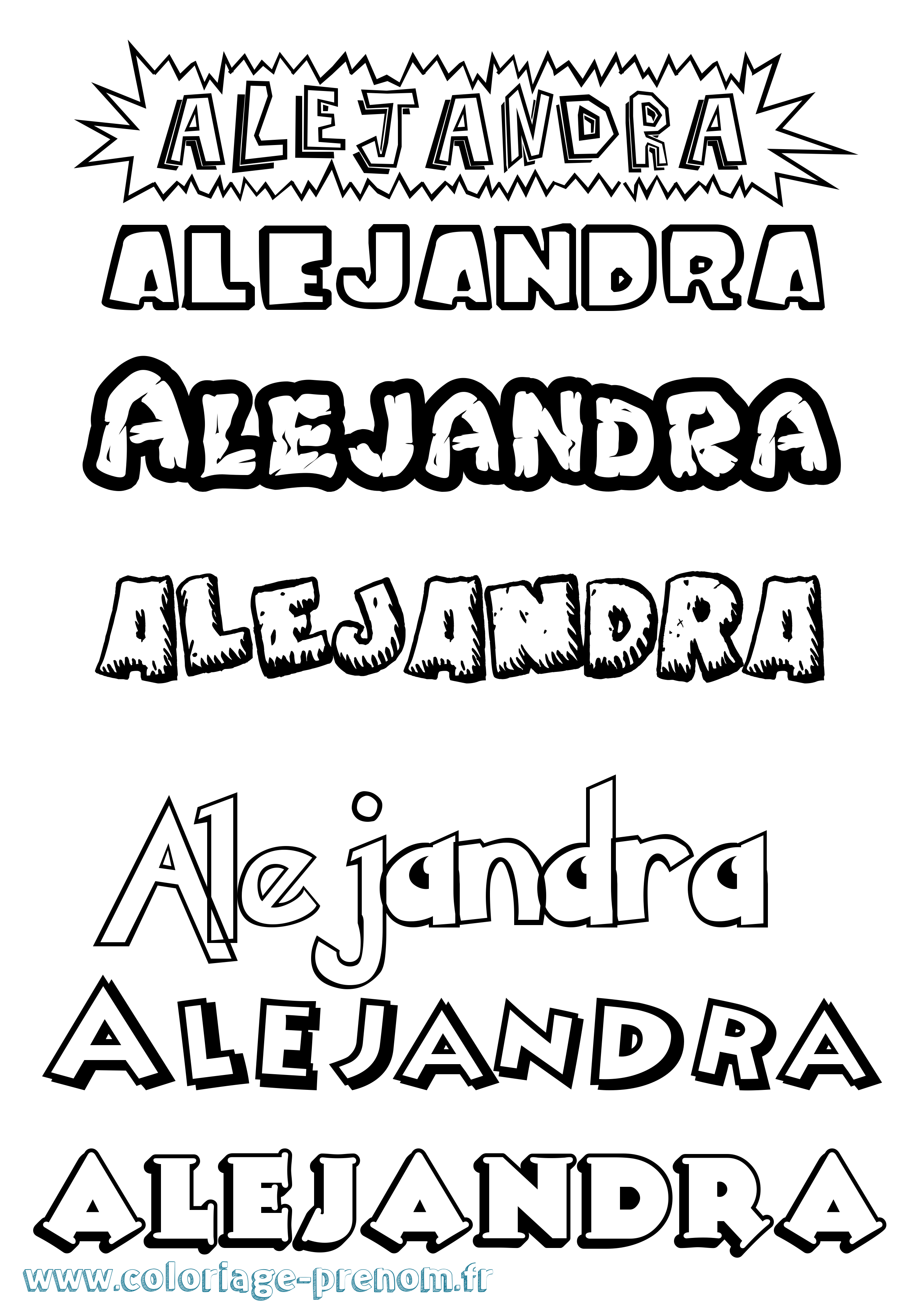 Coloriage prénom Alejandra Dessin Animé
