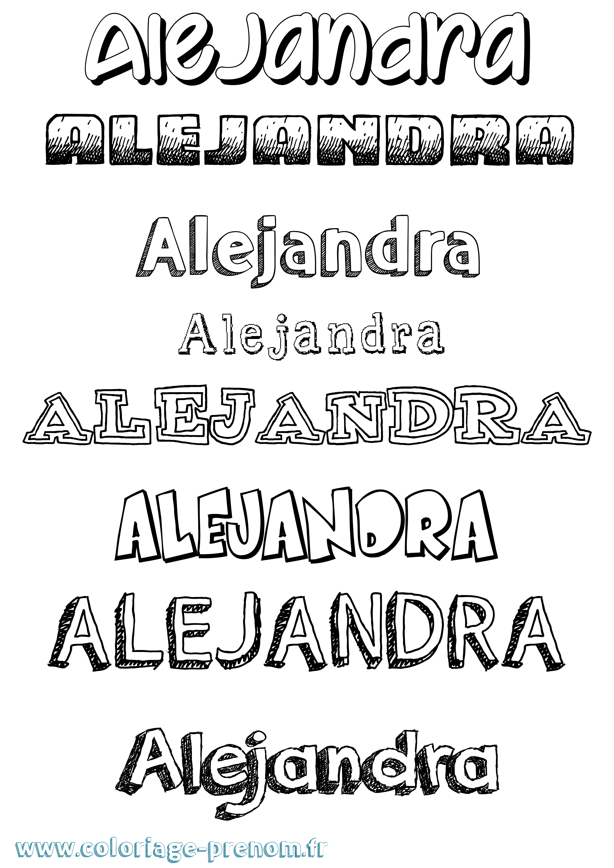 Coloriage prénom Alejandra Dessiné
