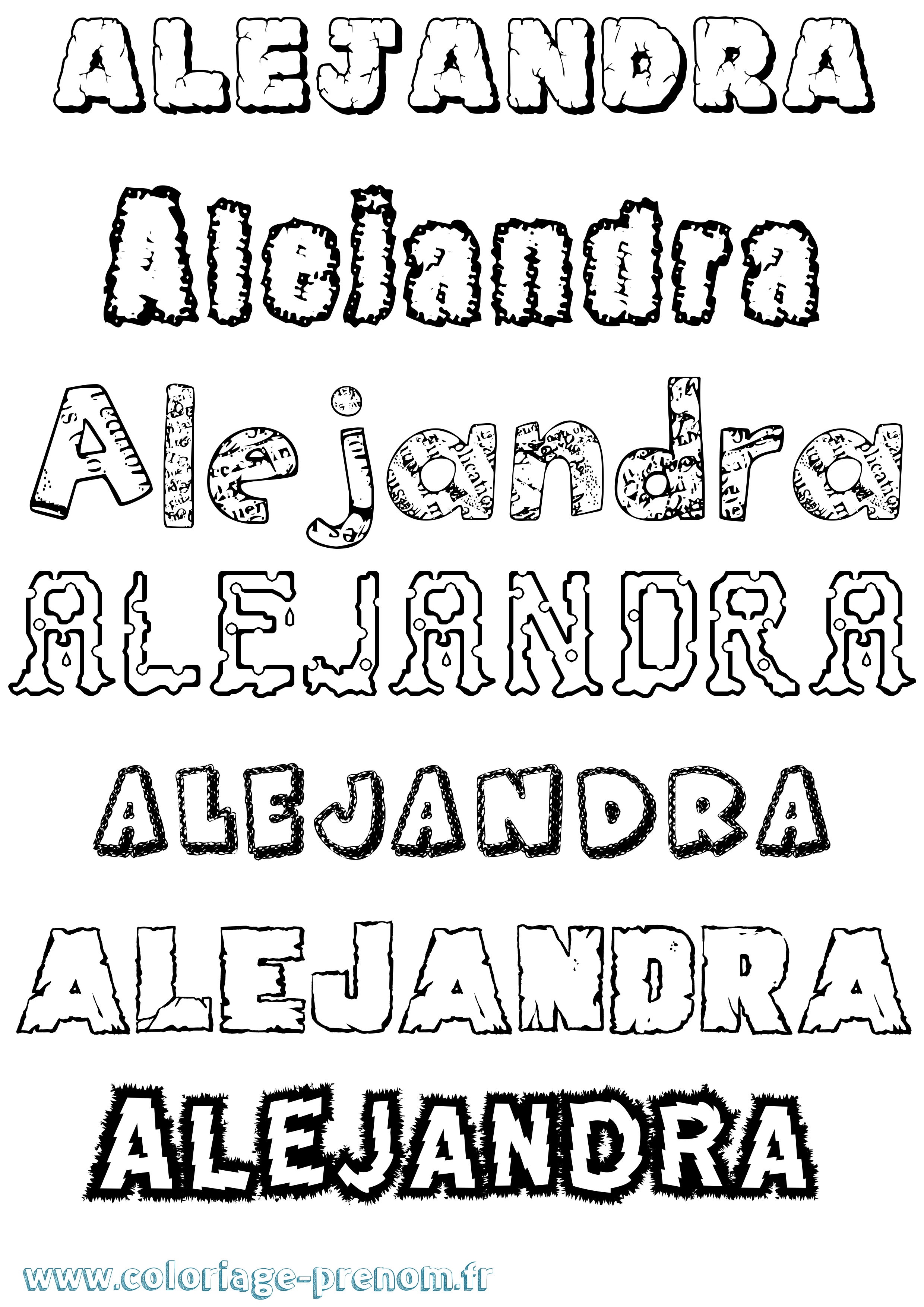 Coloriage prénom Alejandra Destructuré