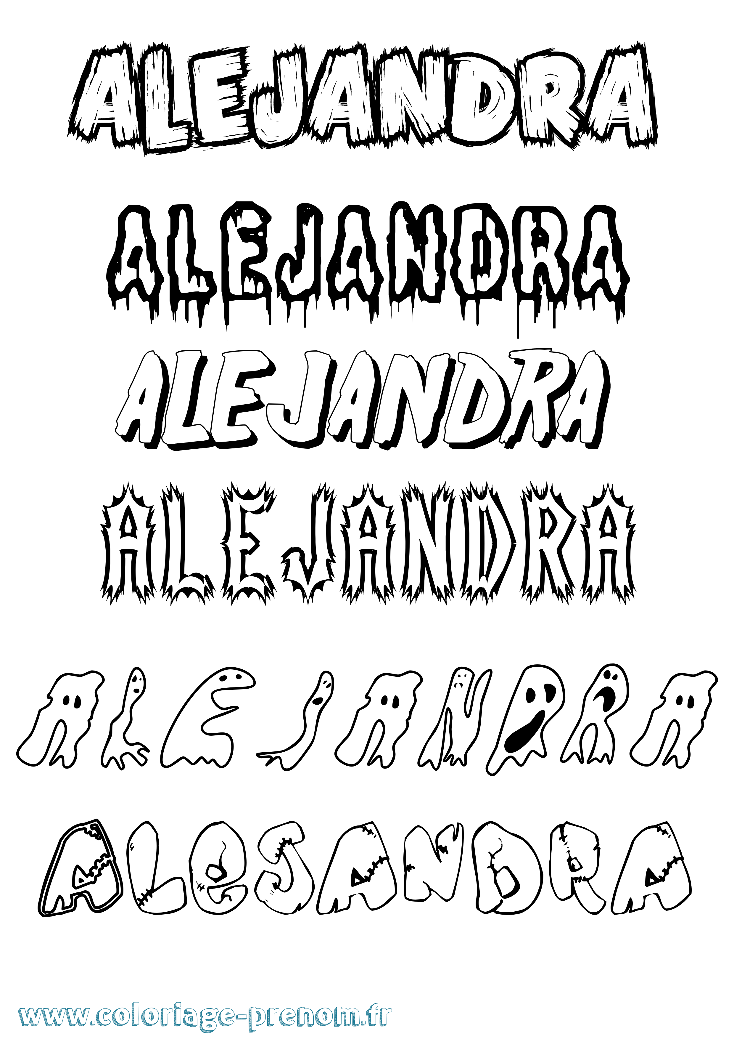 Coloriage prénom Alejandra Frisson