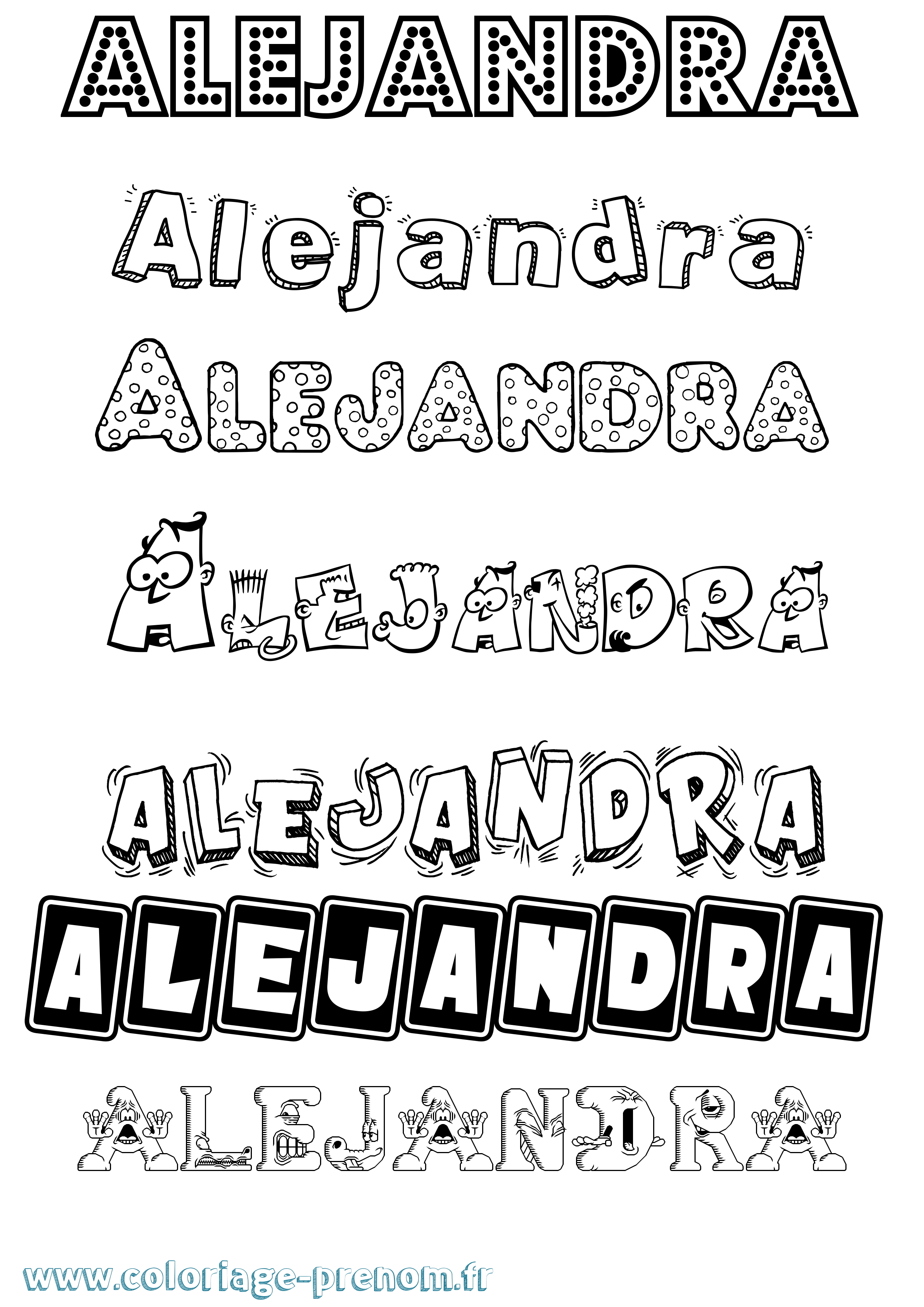 Coloriage prénom Alejandra Fun