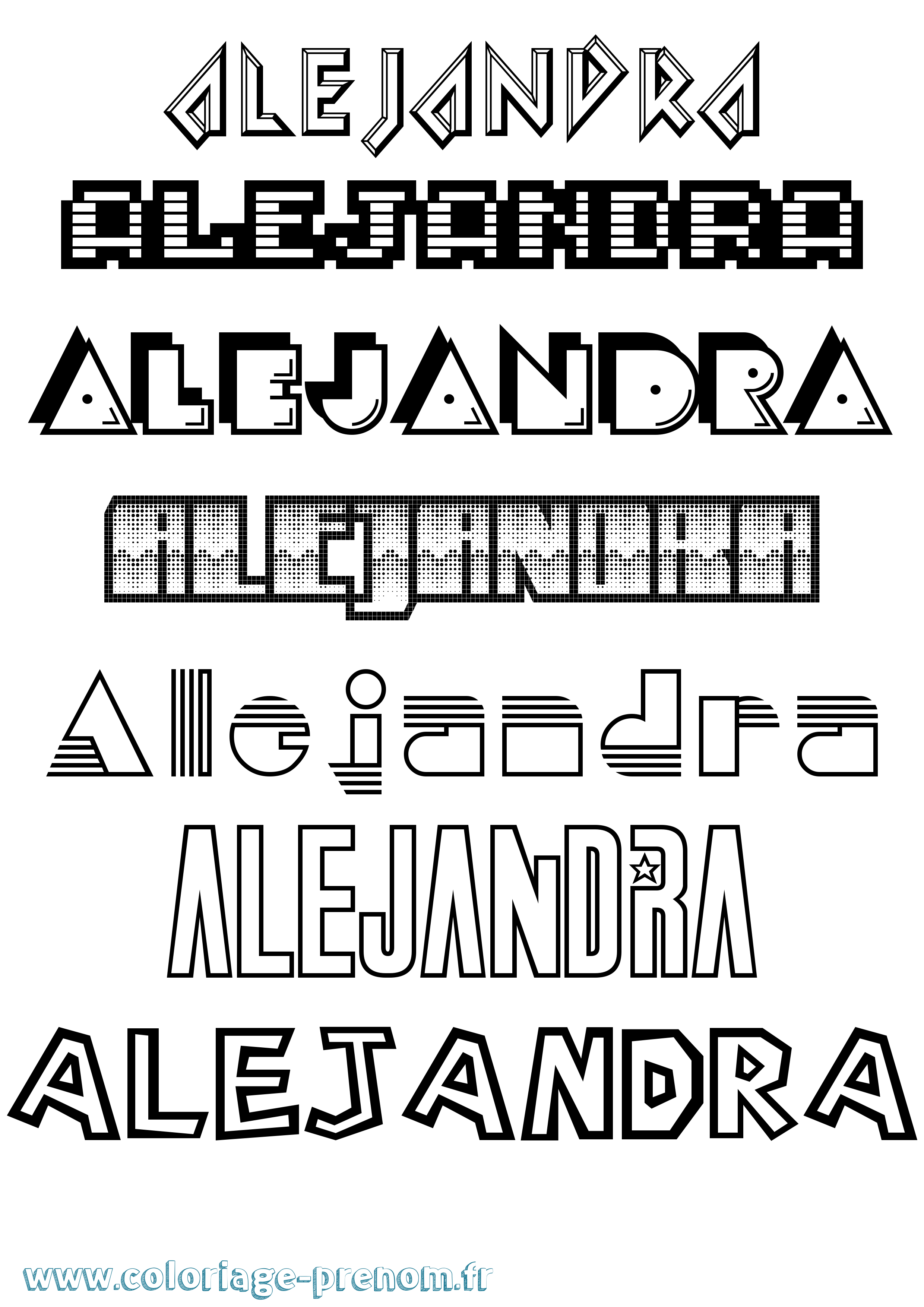 Coloriage prénom Alejandra Jeux Vidéos