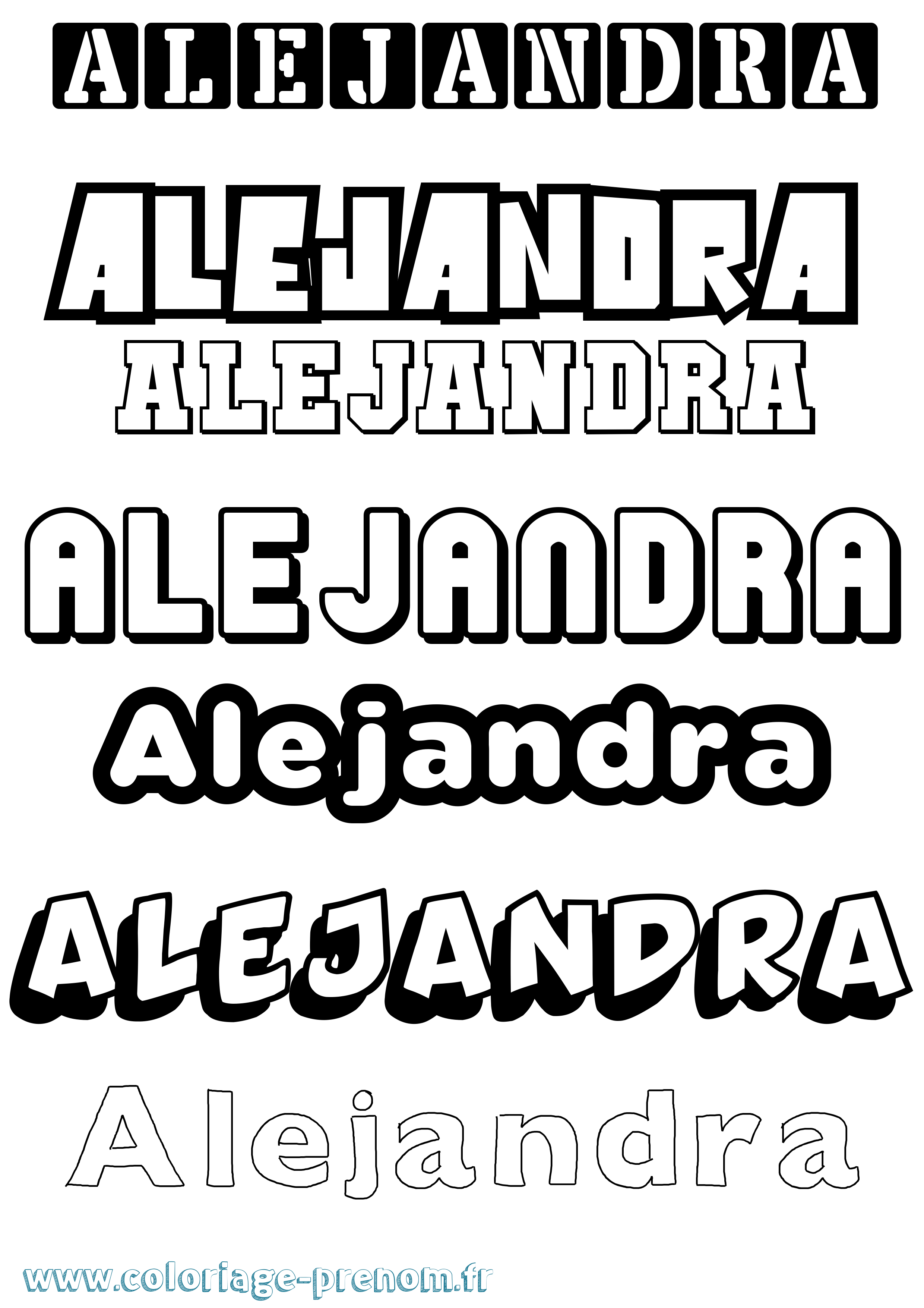 Coloriage prénom Alejandra Simple