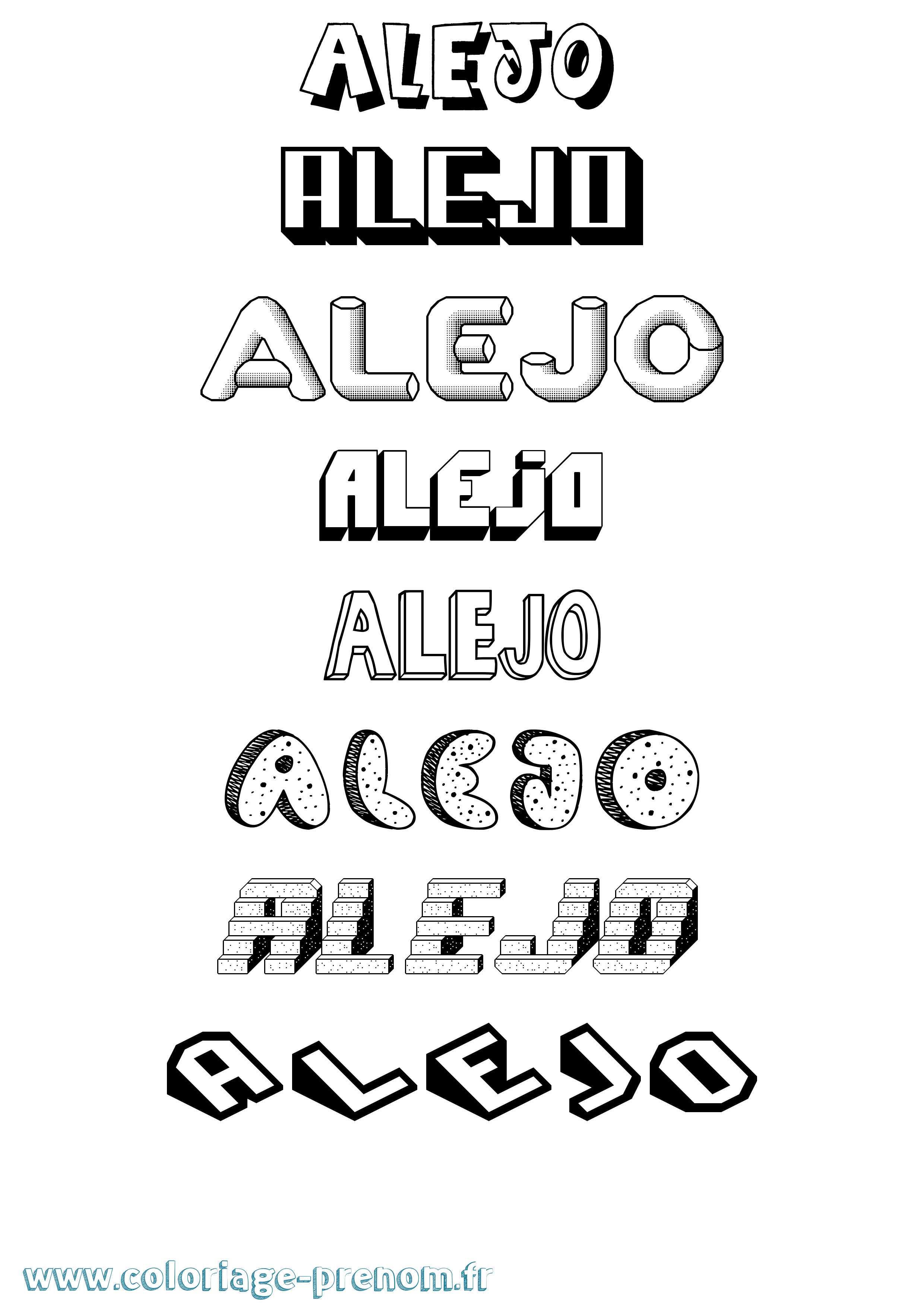 Coloriage prénom Alejo Effet 3D