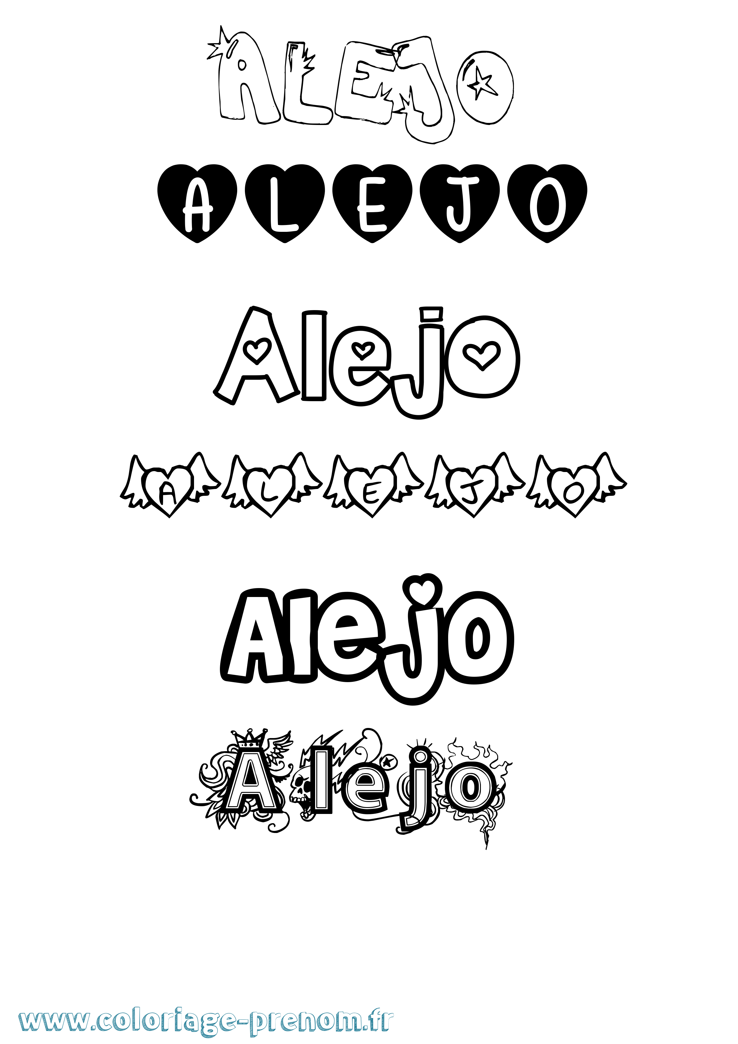Coloriage prénom Alejo Girly