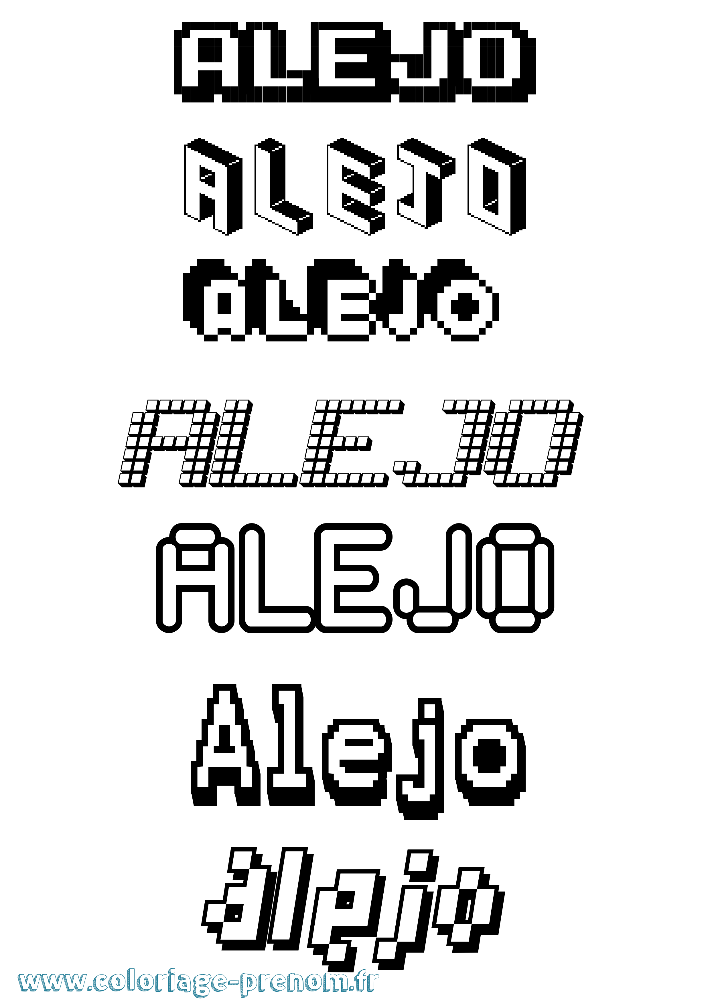 Coloriage prénom Alejo Pixel