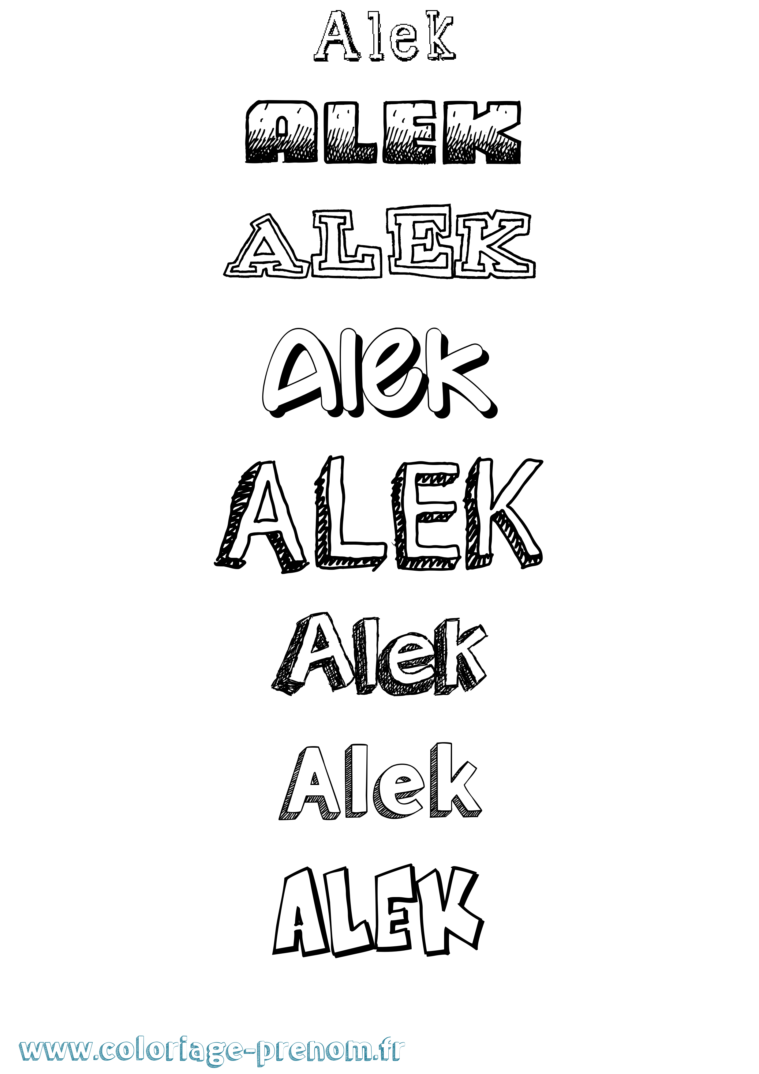Coloriage prénom Alek Dessiné