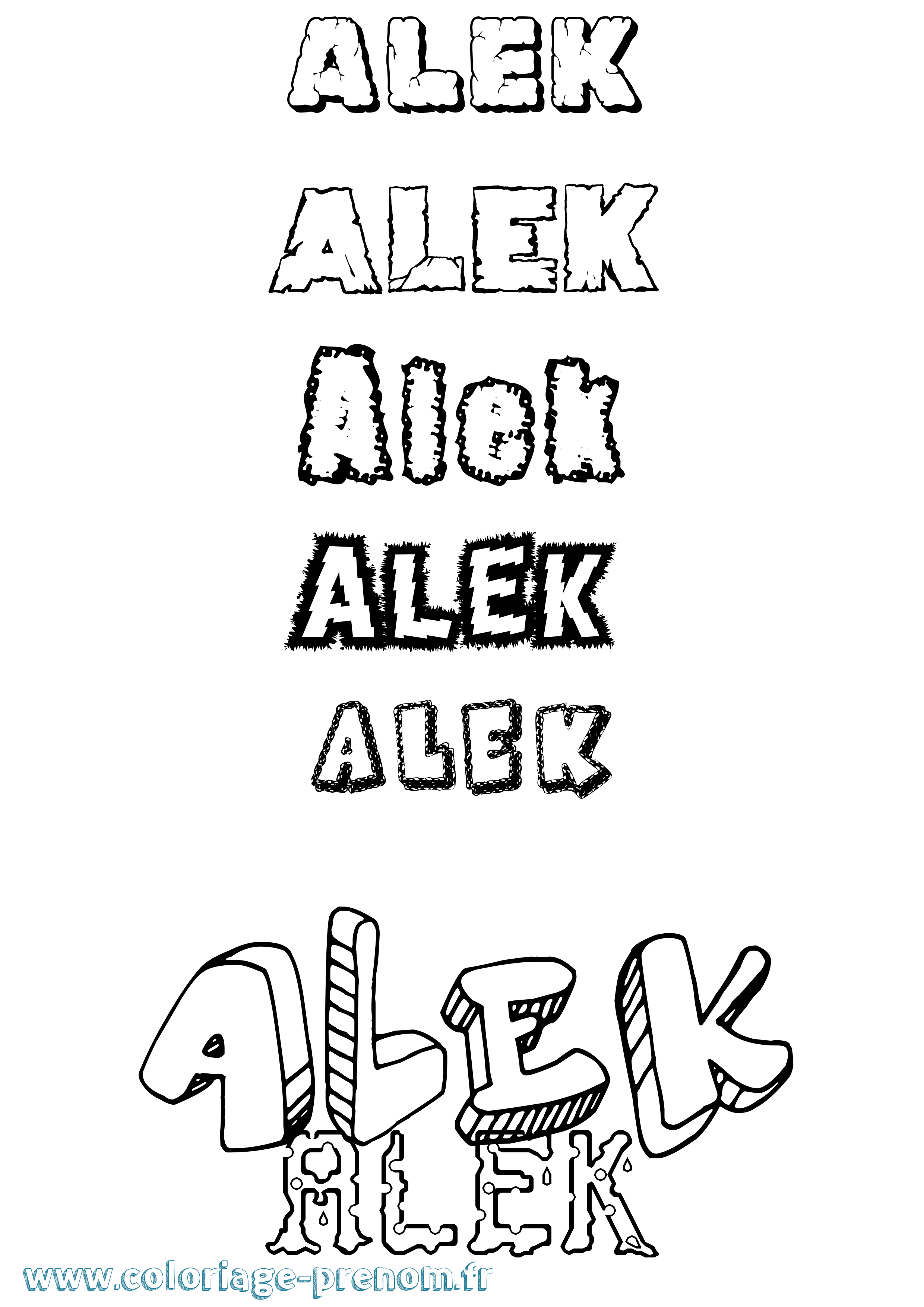 Coloriage prénom Alek Destructuré