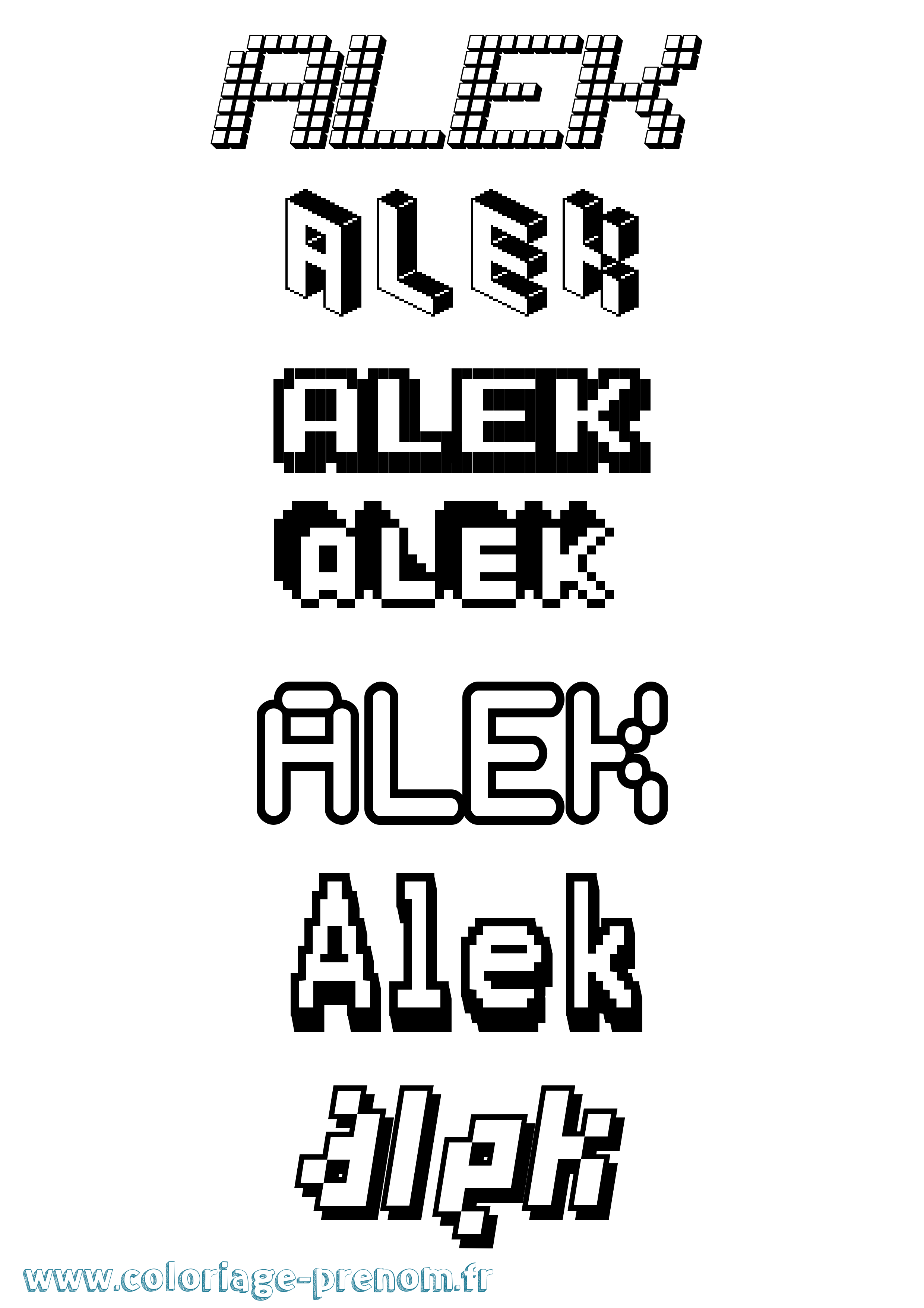 Coloriage prénom Alek Pixel