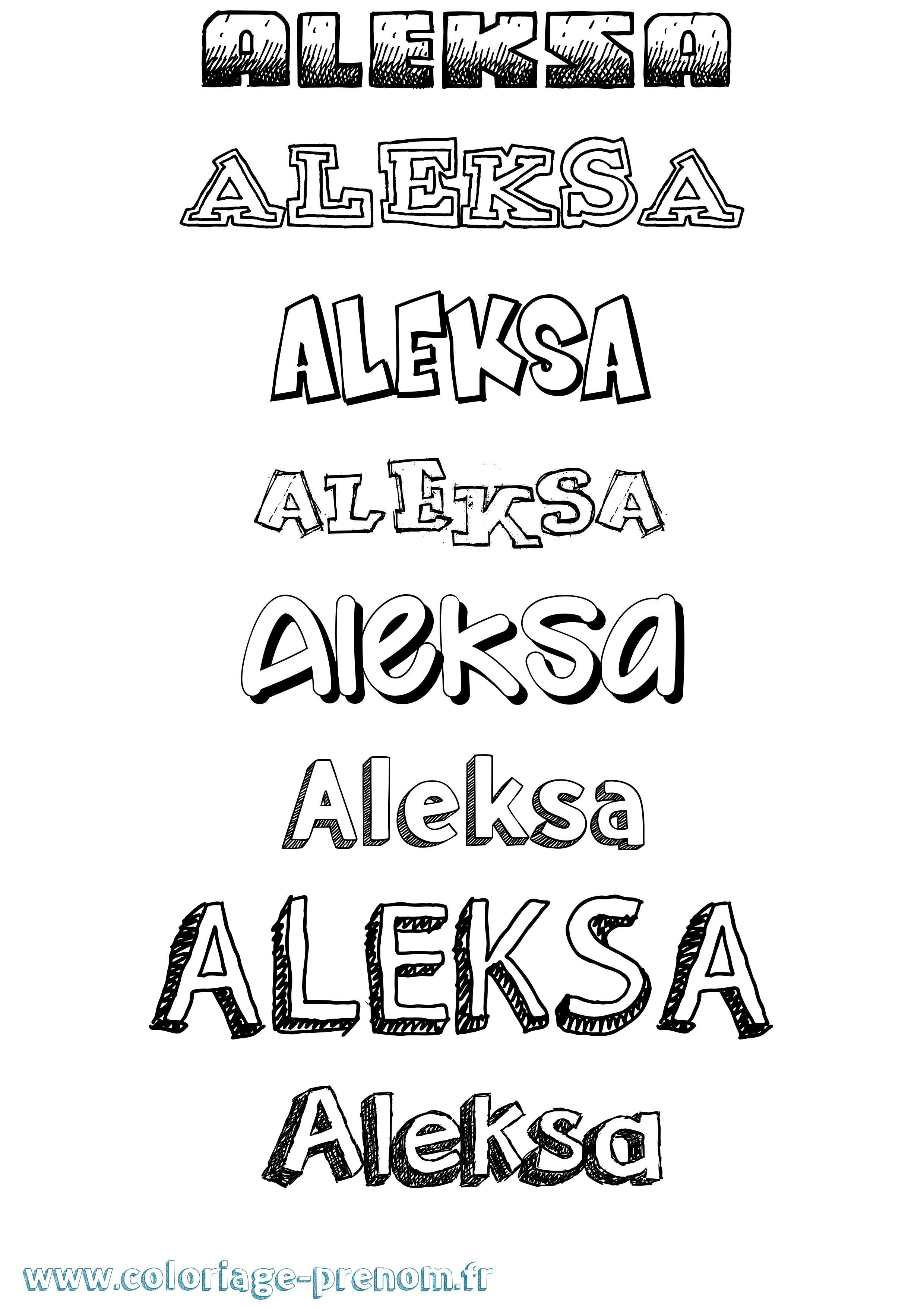 Coloriage prénom Aleksa Dessiné