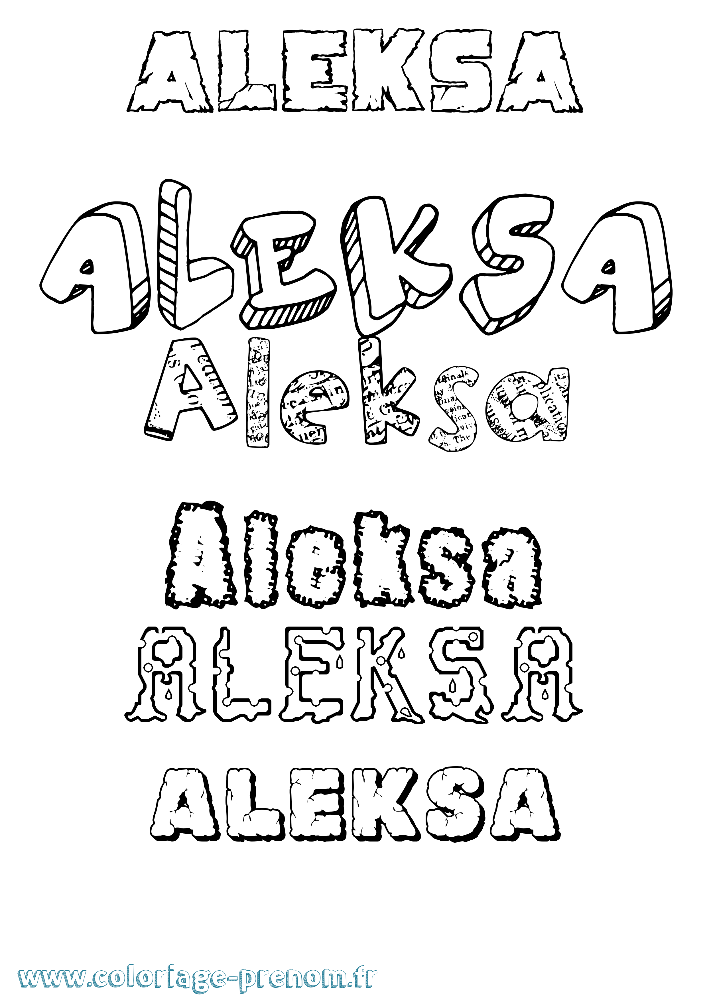 Coloriage prénom Aleksa Destructuré