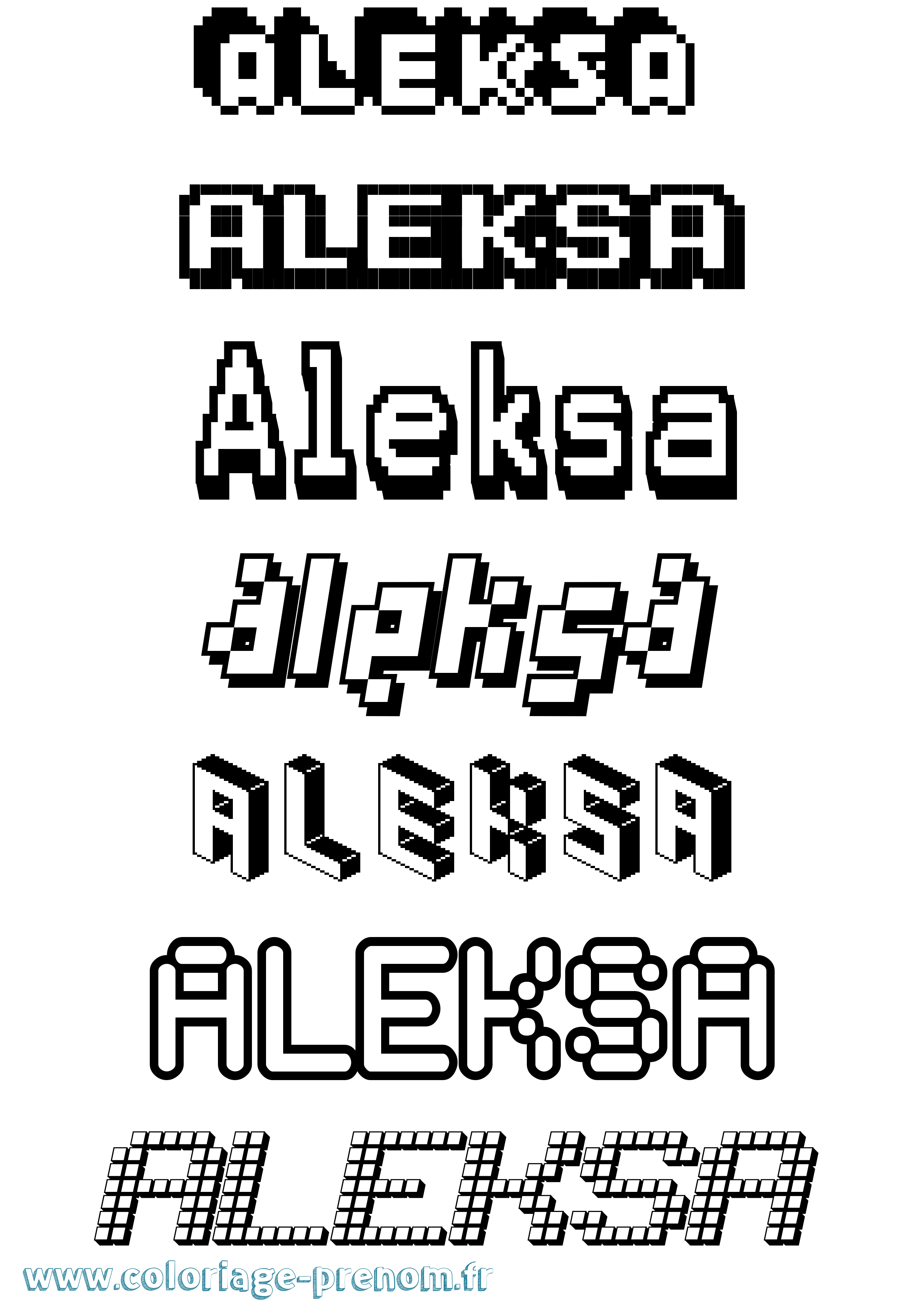 Coloriage prénom Aleksa Pixel
