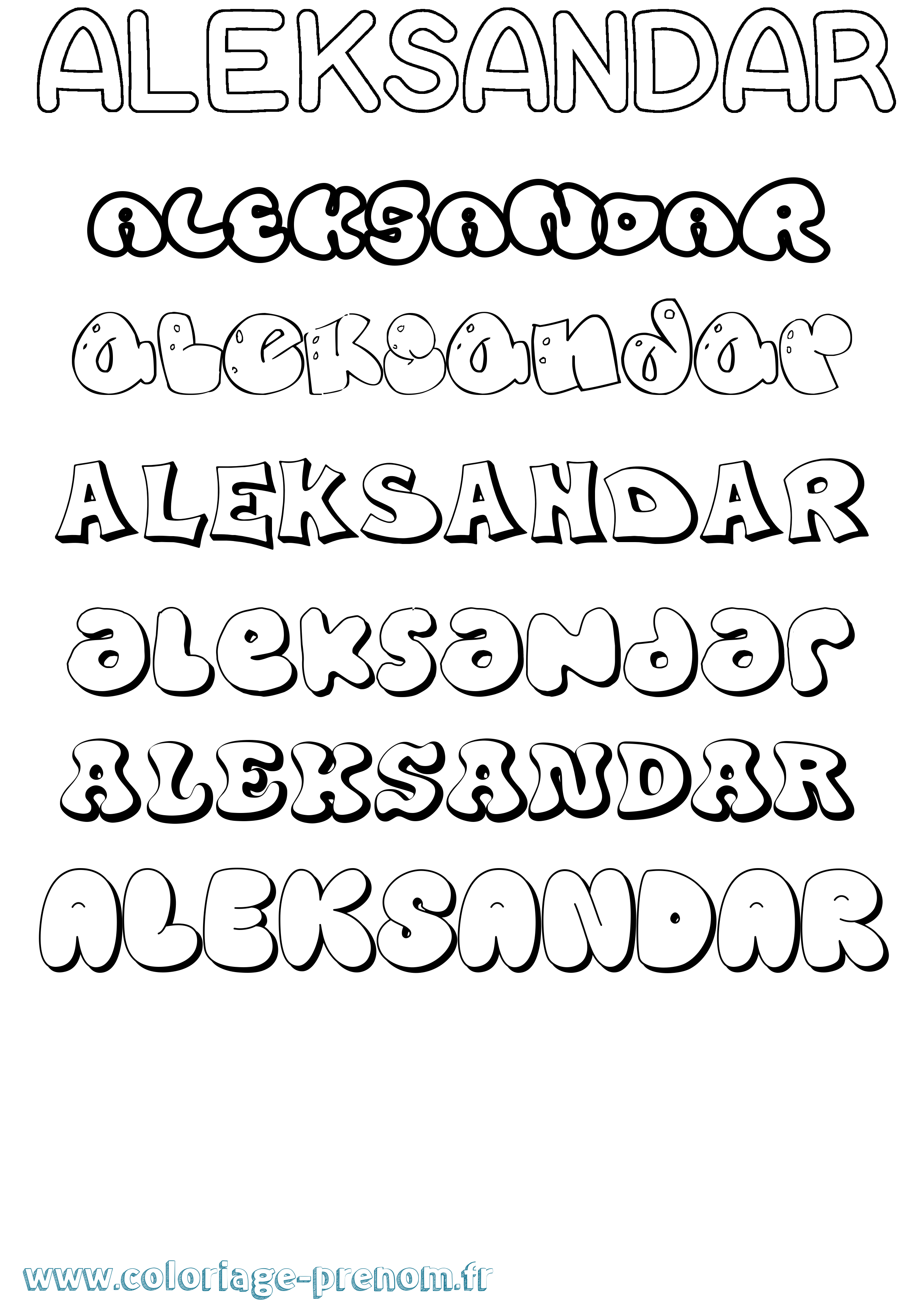 Coloriage Aleksandar Bubble Coloriage prénom Aleksandar Bubble