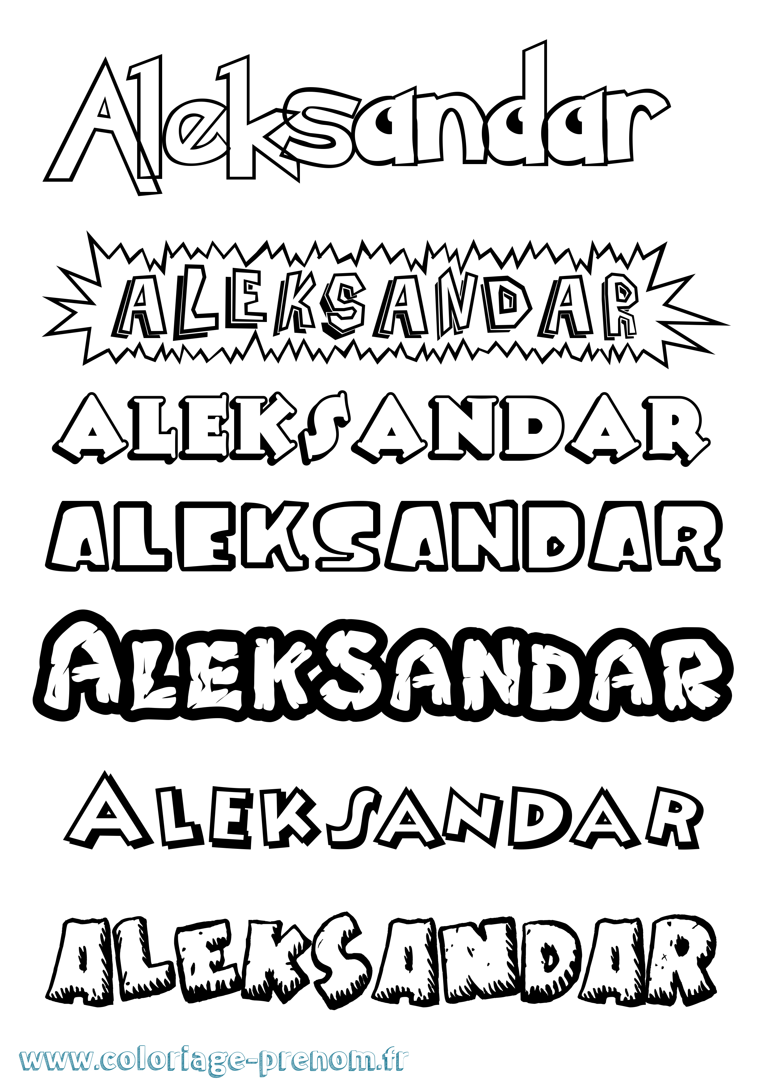Coloriage prénom Aleksandar Dessin Animé