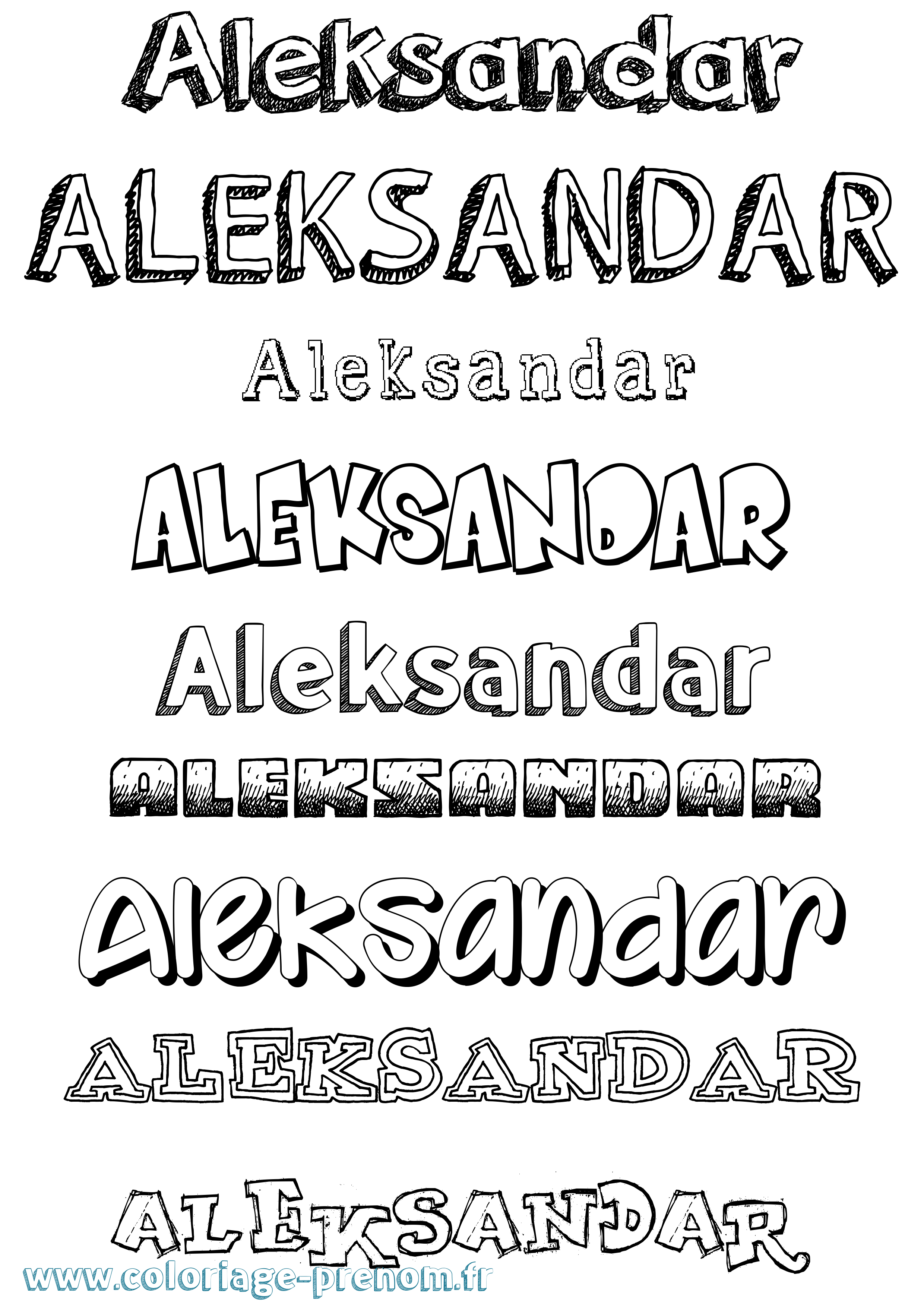 Coloriage prénom Aleksandar Dessiné