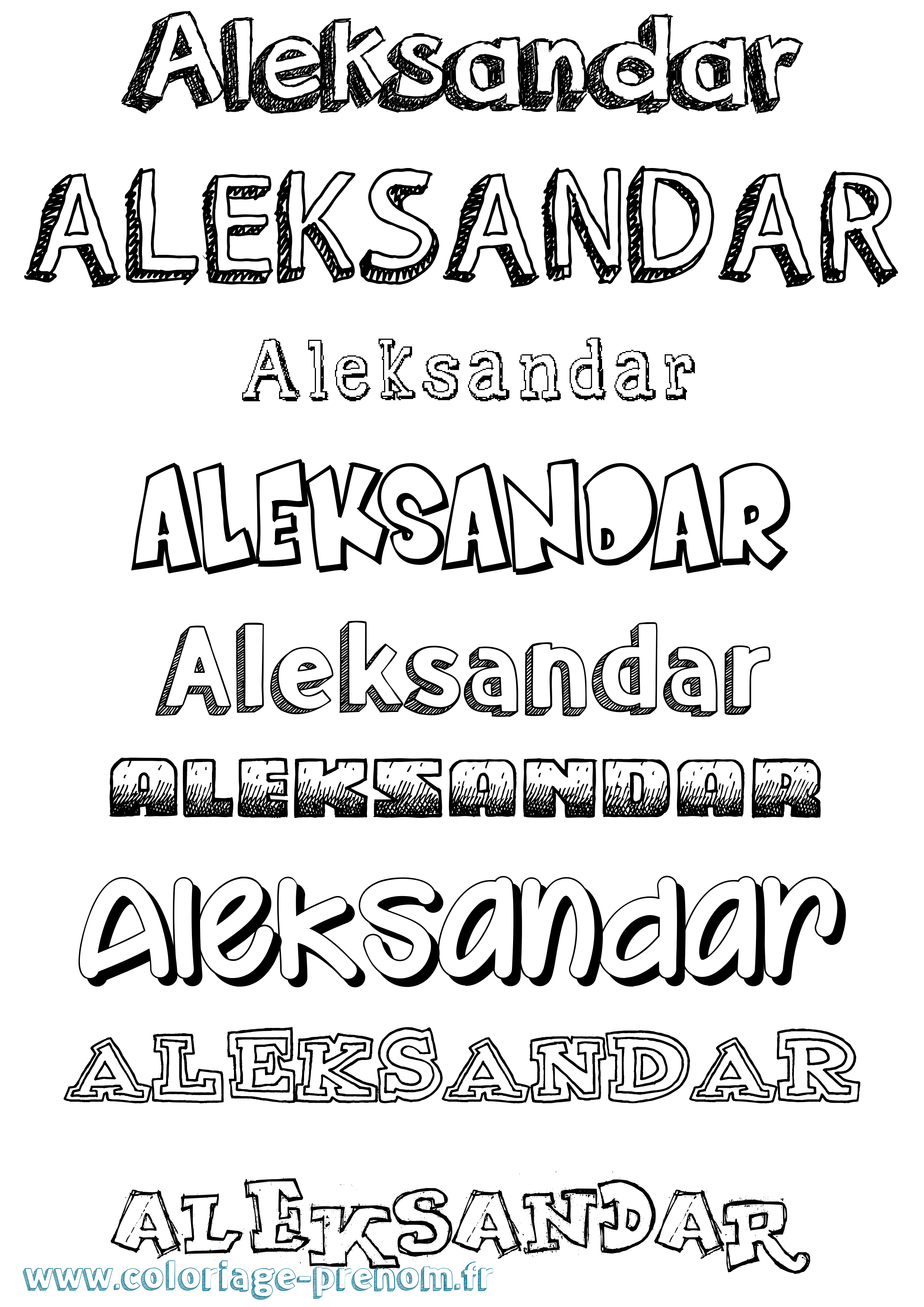 Coloriage Aleksandar Dessiné Coloriage prénom Aleksandar Dessiné