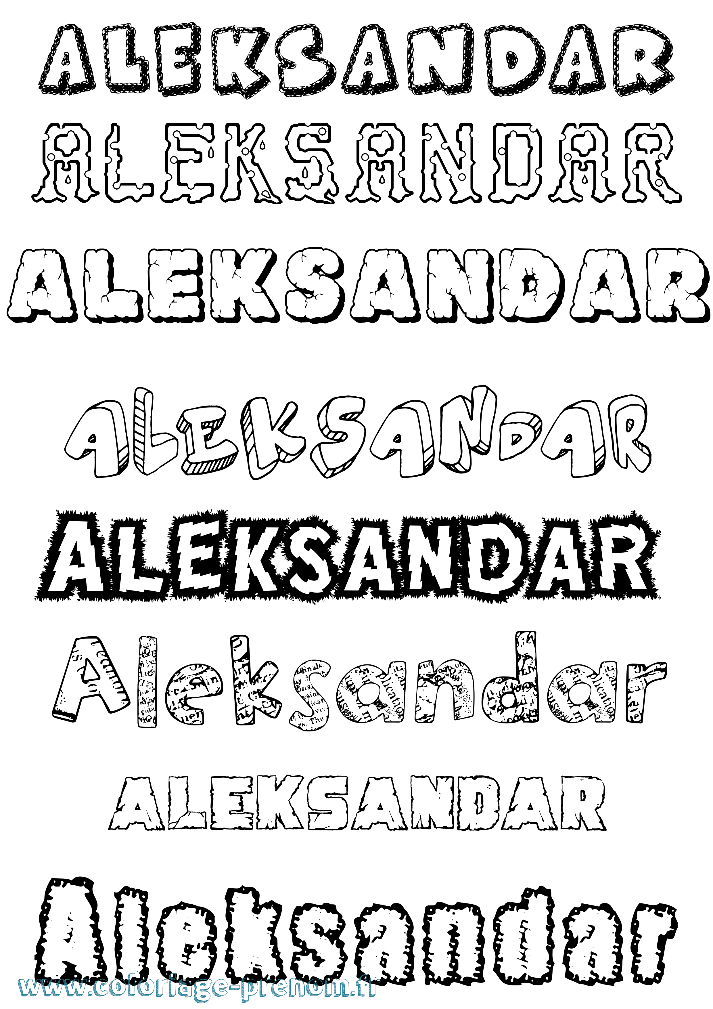 Coloriage prénom Aleksandar Destructuré