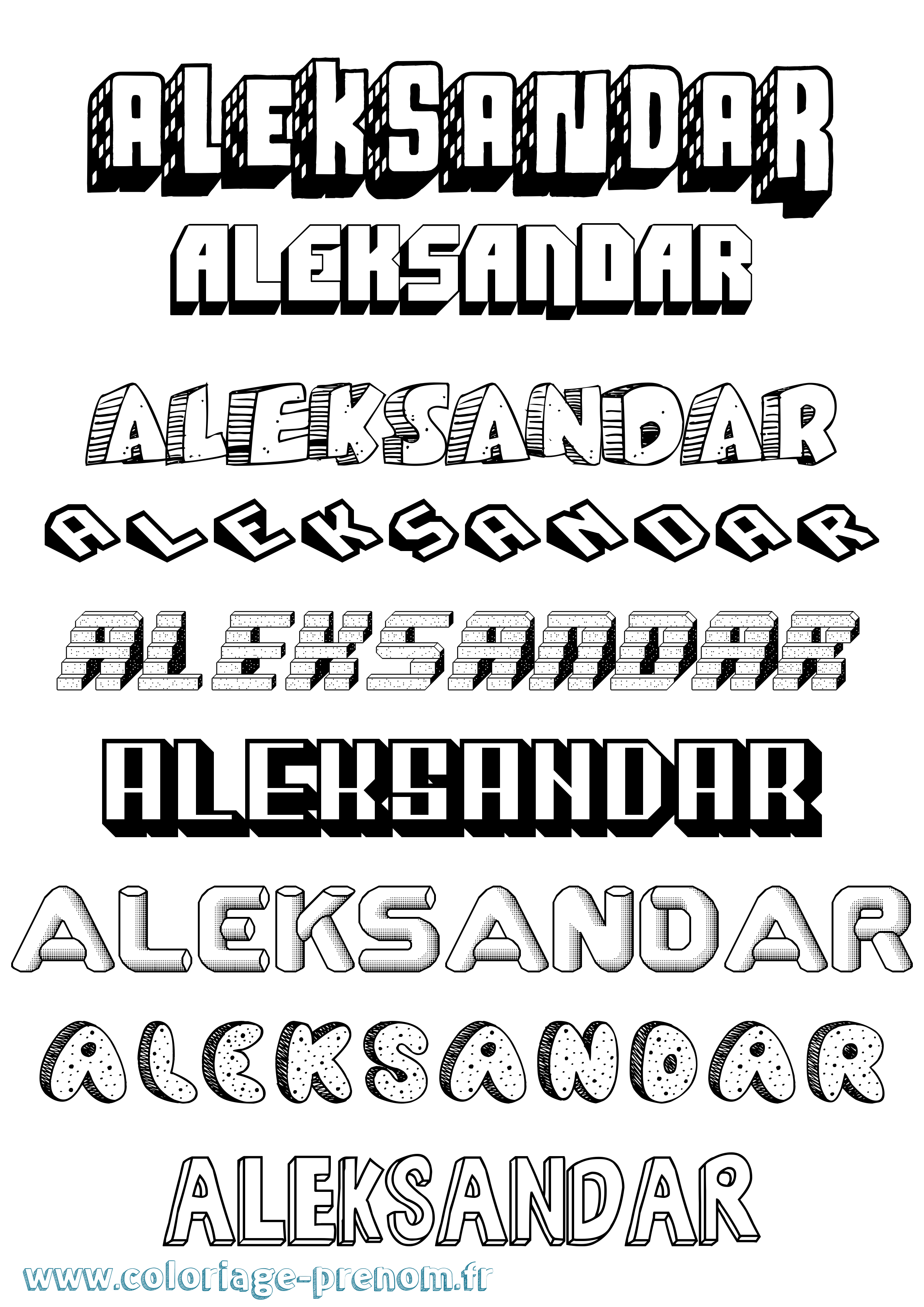 Coloriage Aleksandar Effet 3D Coloriage prénom Aleksandar Effet 3D