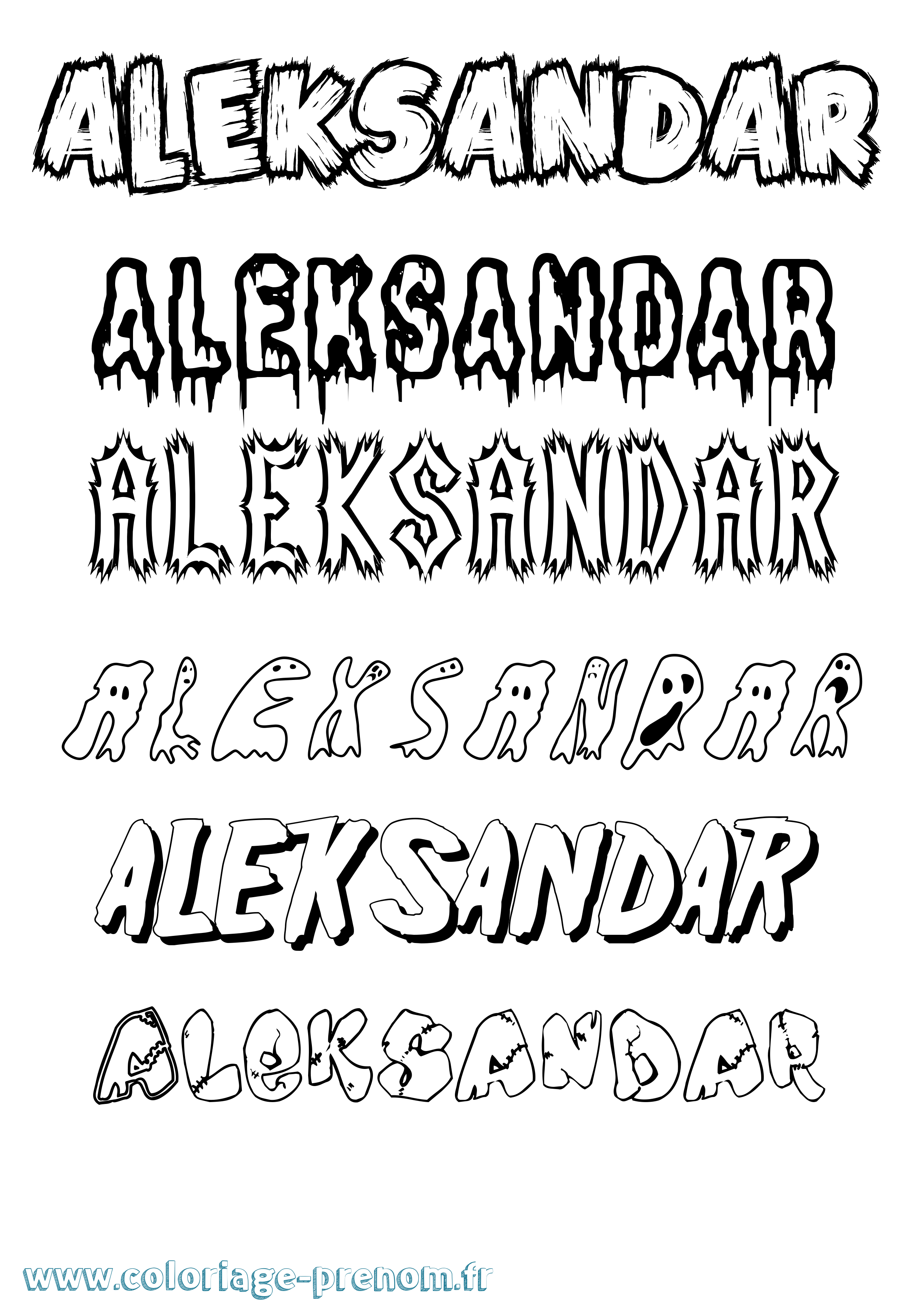 Coloriage prénom Aleksandar Frisson