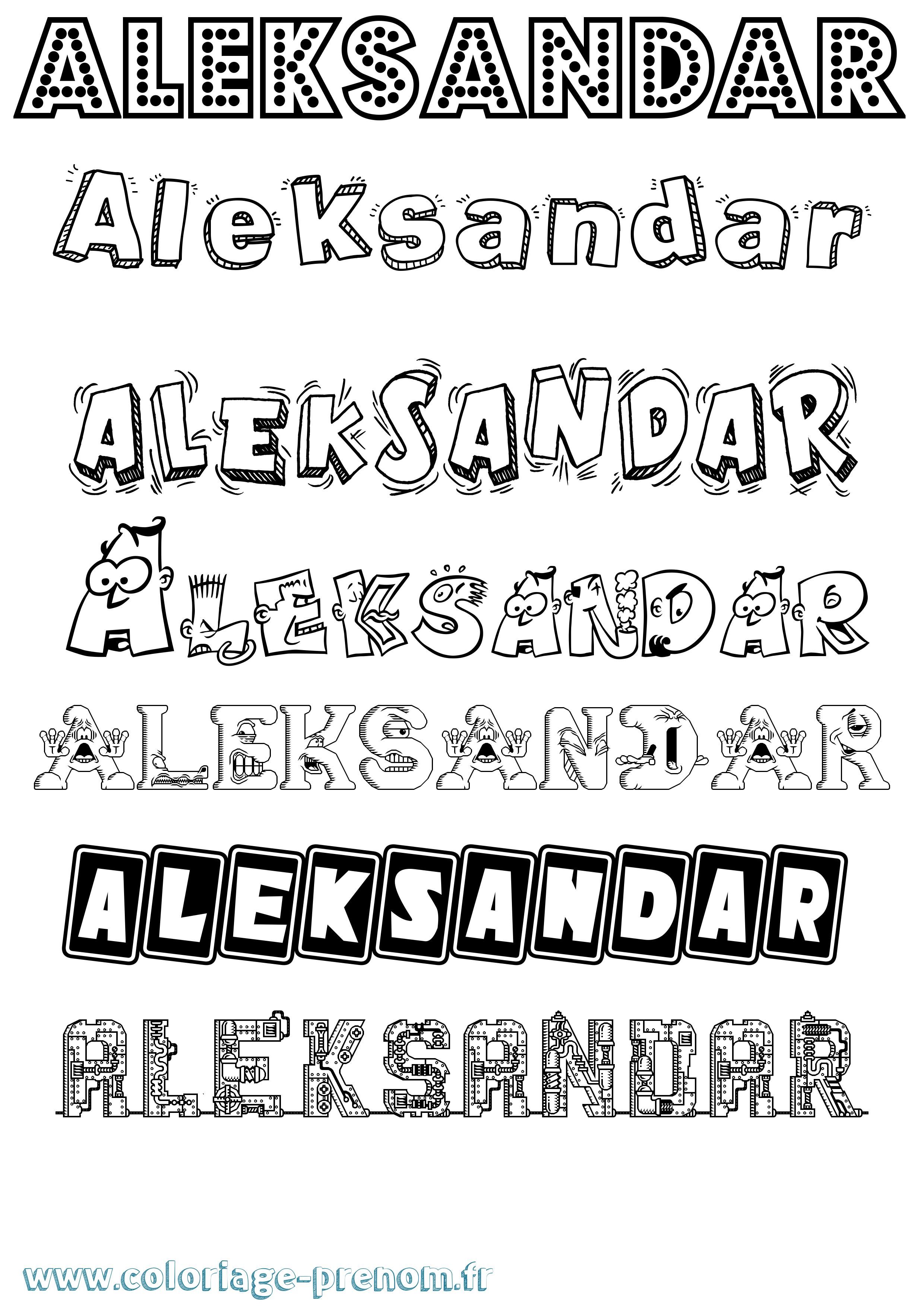 Coloriage Aleksandar Fun Coloriage prénom Aleksandar Fun