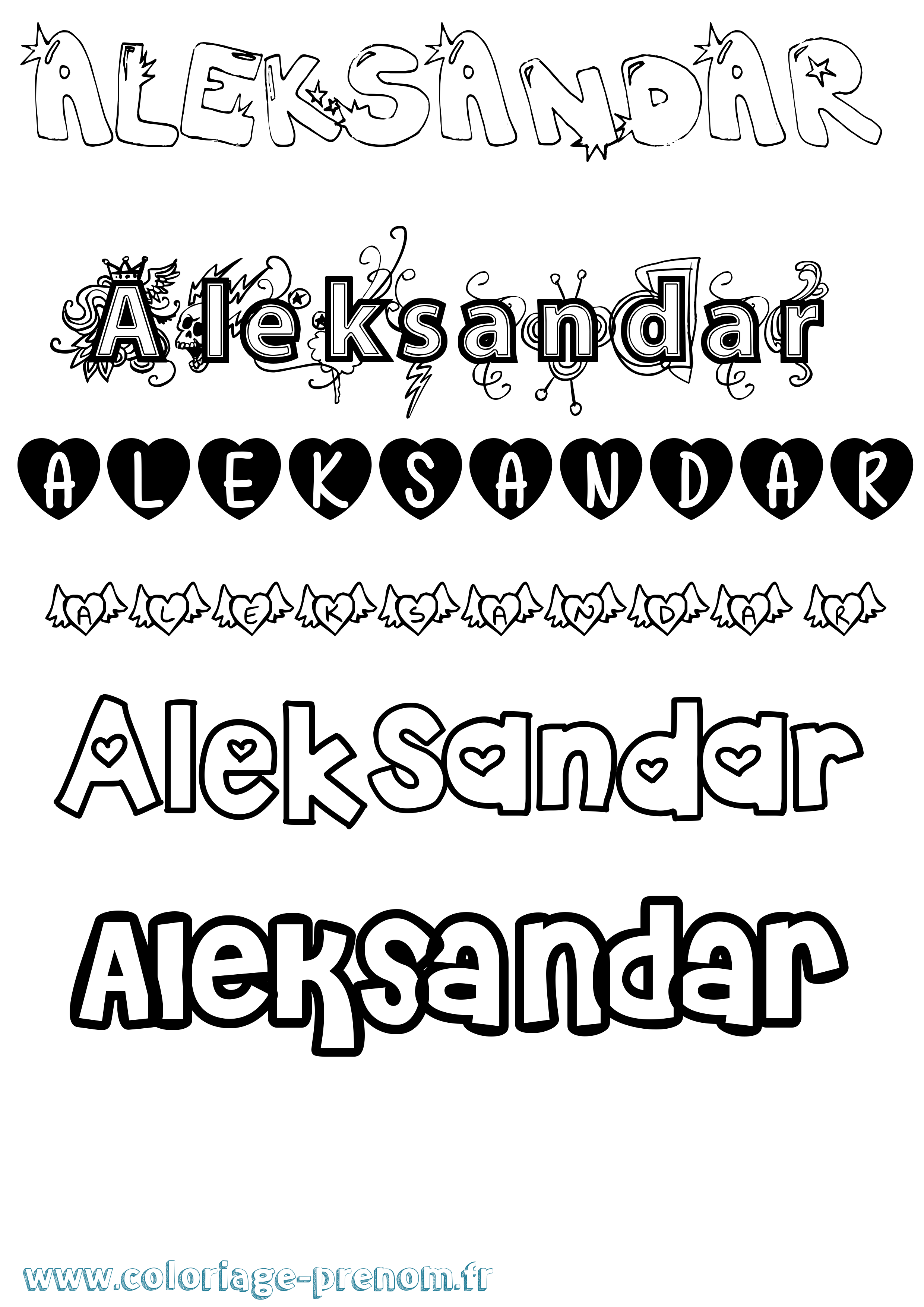 Coloriage Aleksandar Girly Coloriage prénom Aleksandar Girly