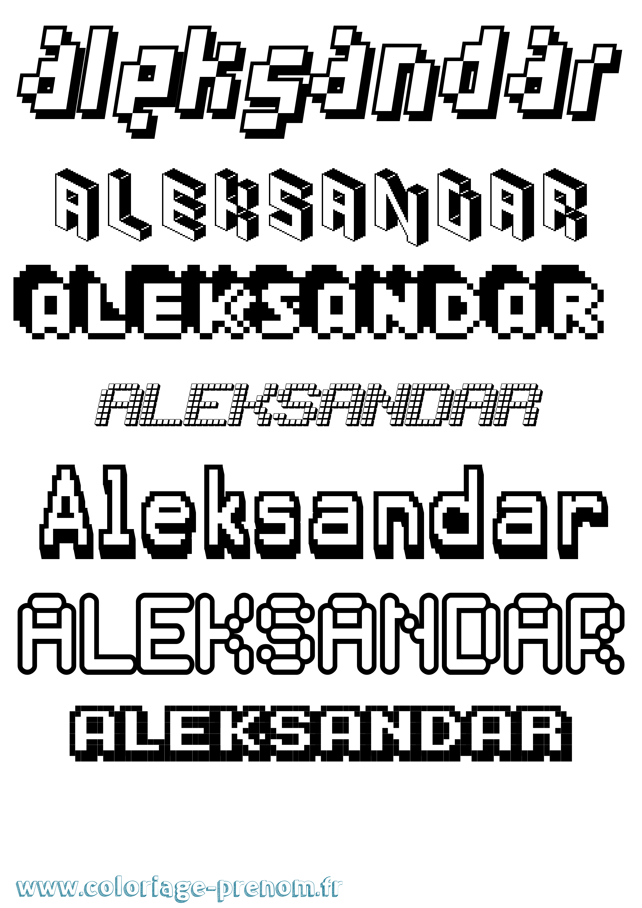 Coloriage Aleksandar Pixel Coloriage prénom Aleksandar Pixel