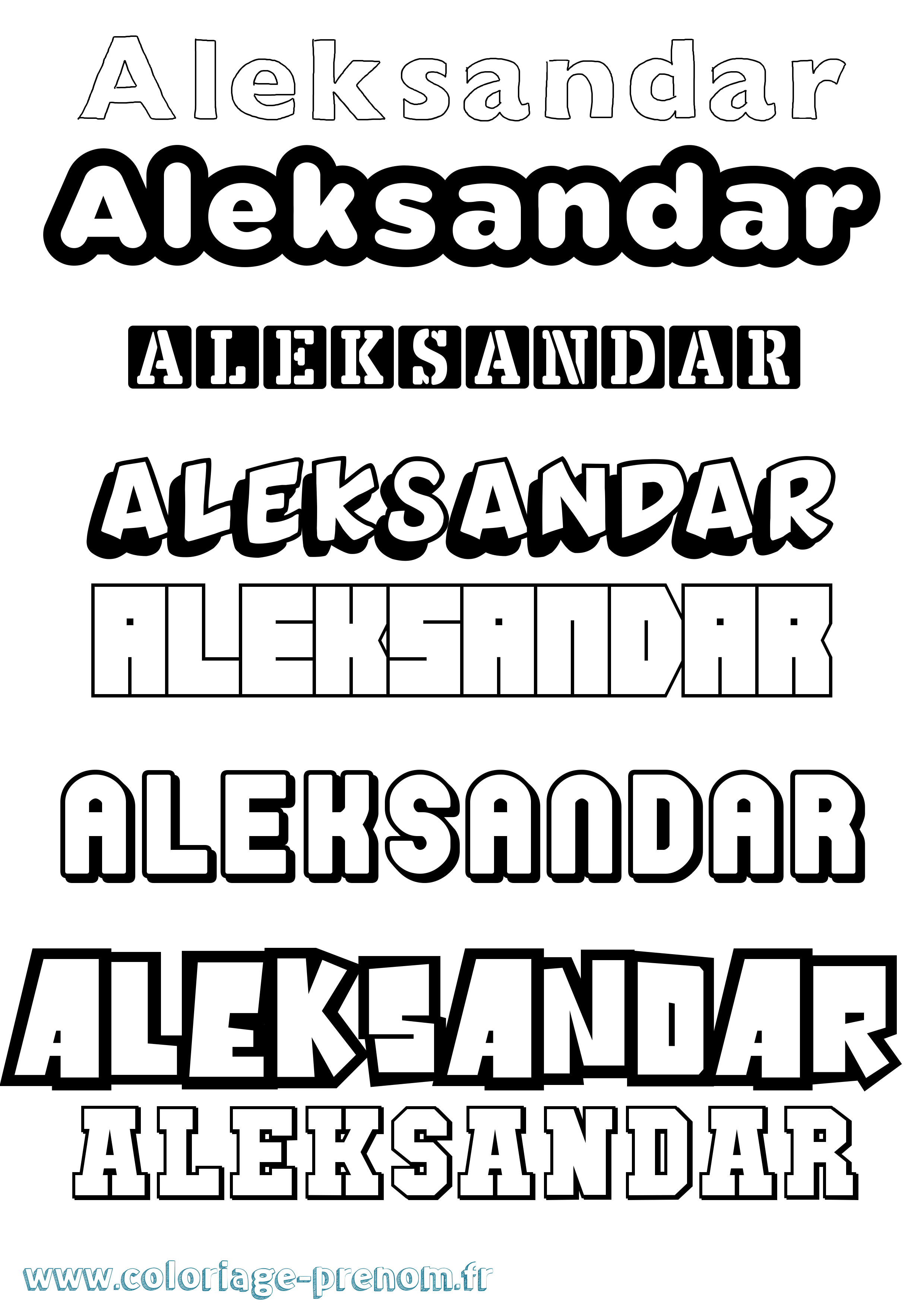 Coloriage Aleksandar Simple Coloriage prénom Aleksandar Simple