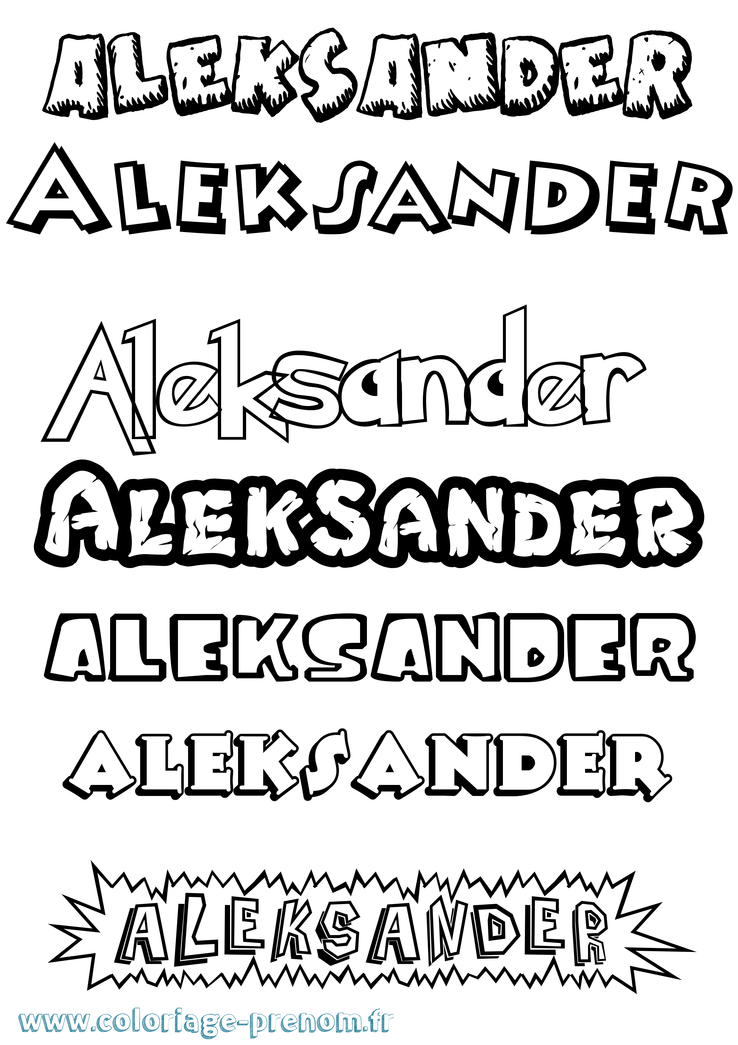 Coloriage prénom Aleksander Dessin Animé