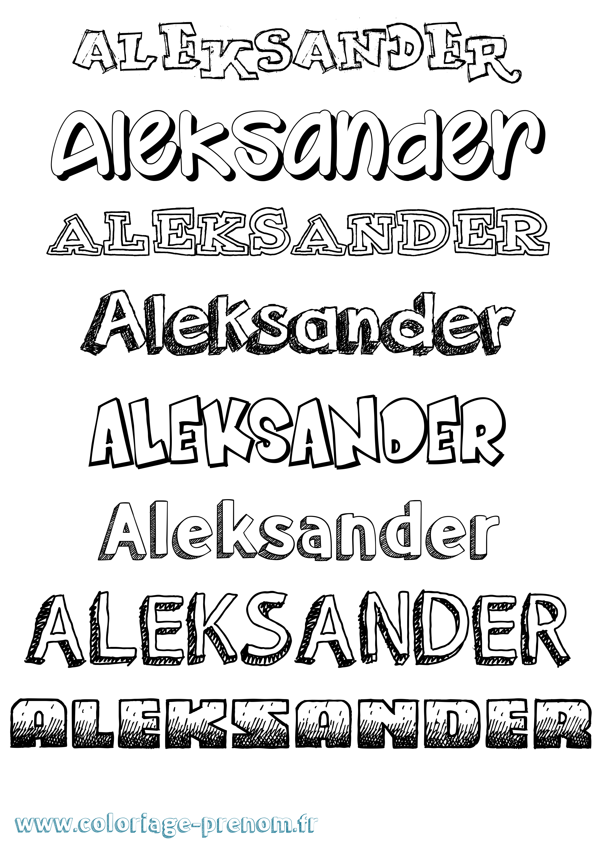 Coloriage Aleksander Dessiné Coloriage prénom Aleksander Dessiné
