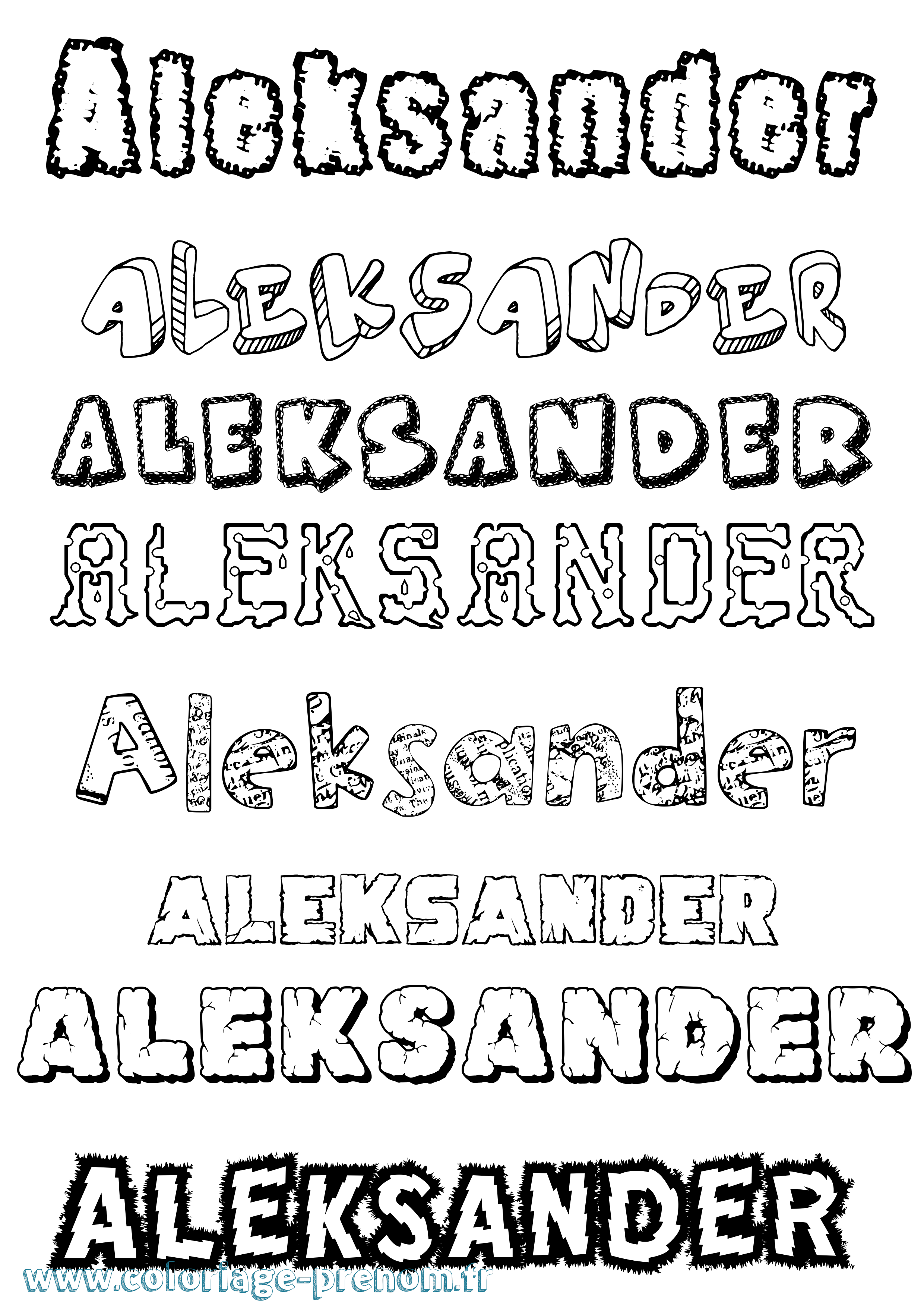 Coloriage Aleksander Destructuré Coloriage prénom Aleksander Destructuré