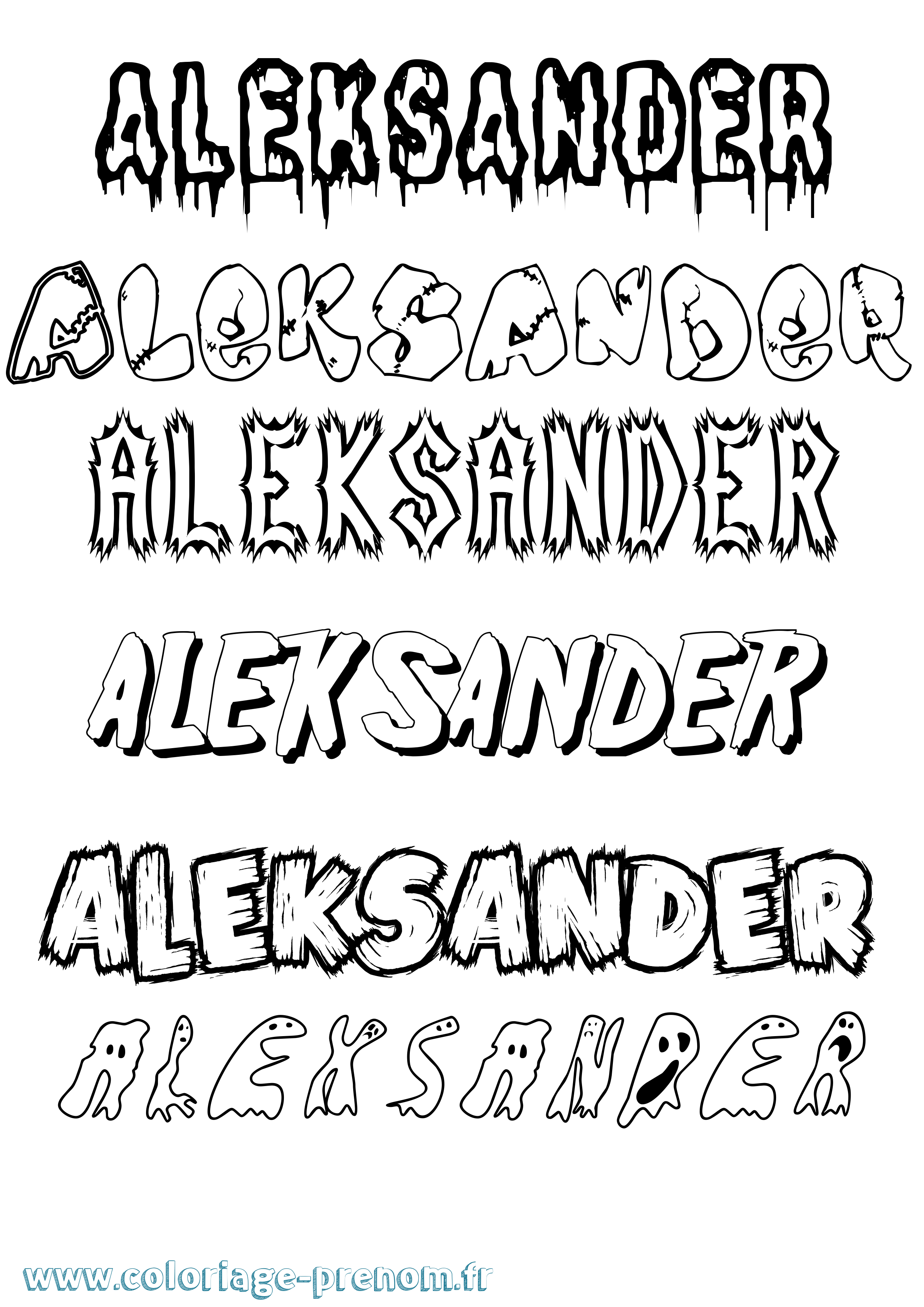 Coloriage prénom Aleksander Frisson