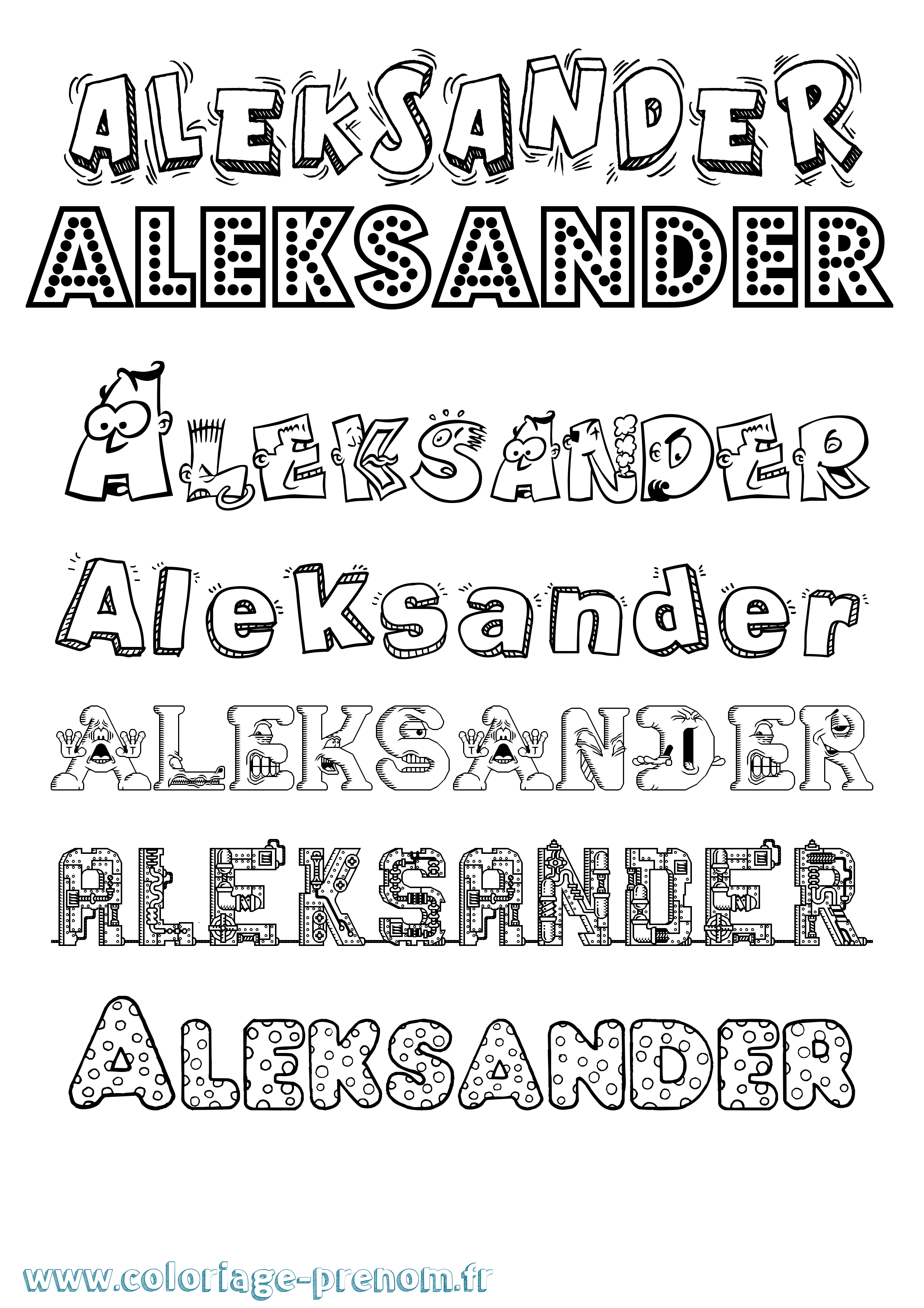 Coloriage prénom Aleksander Fun