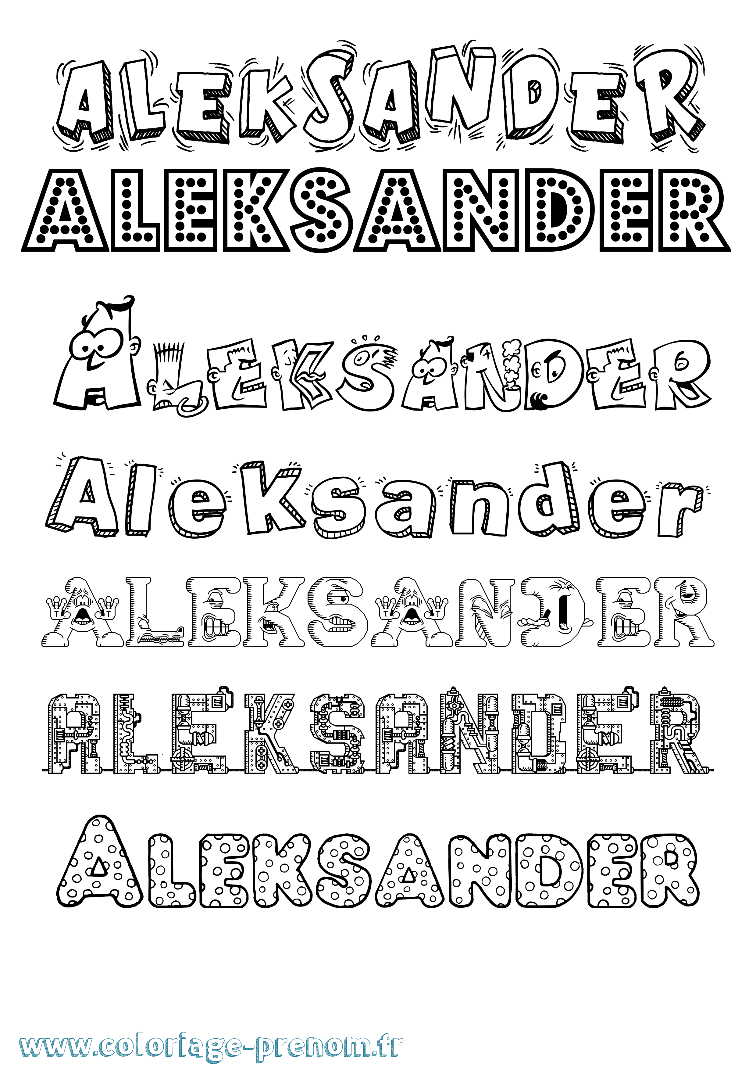Coloriage Aleksander Fun Coloriage prénom Aleksander Fun