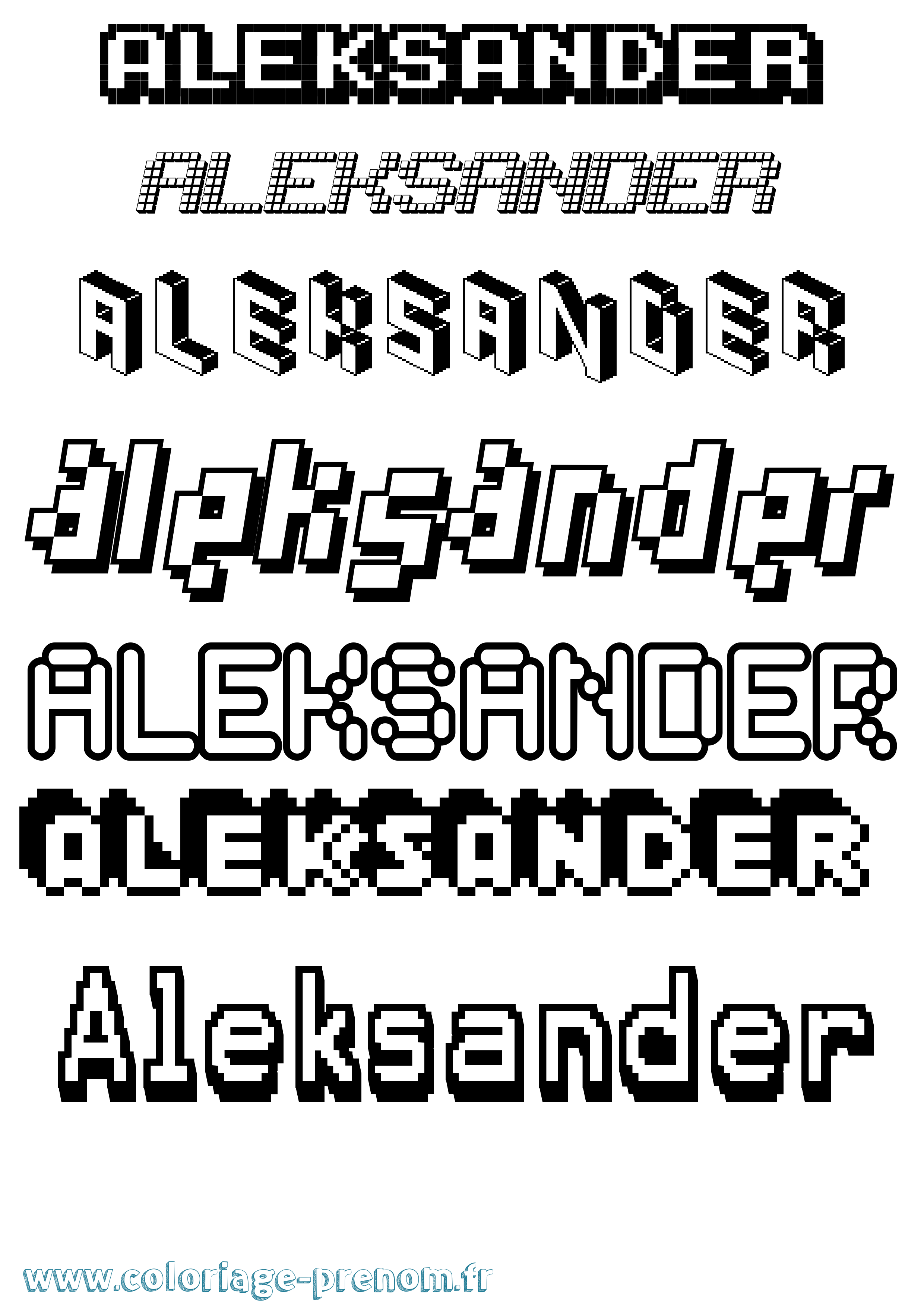 Coloriage Aleksander Pixel Coloriage prénom Aleksander Pixel