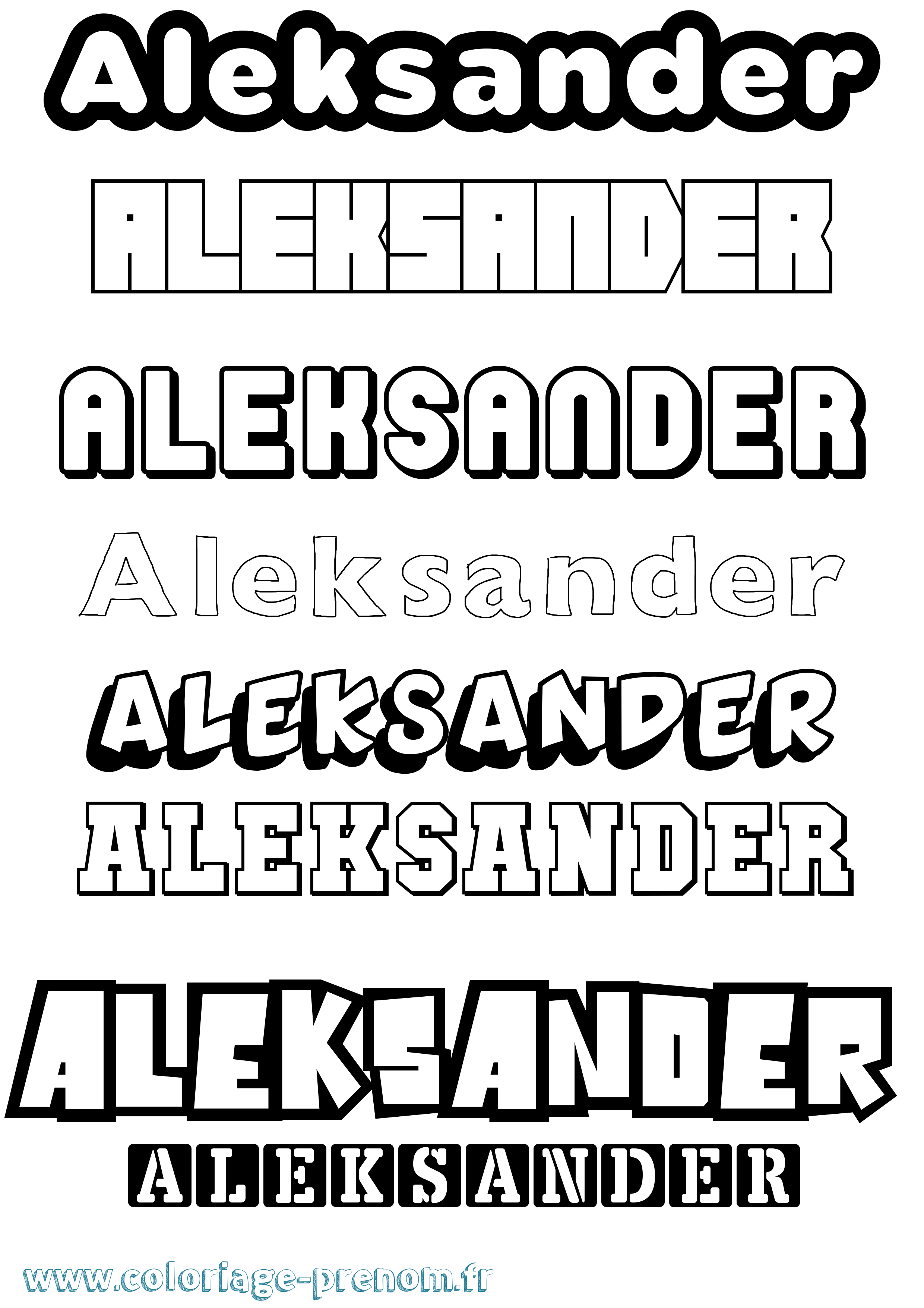 Coloriage Aleksander Simple Coloriage prénom Aleksander Simple
