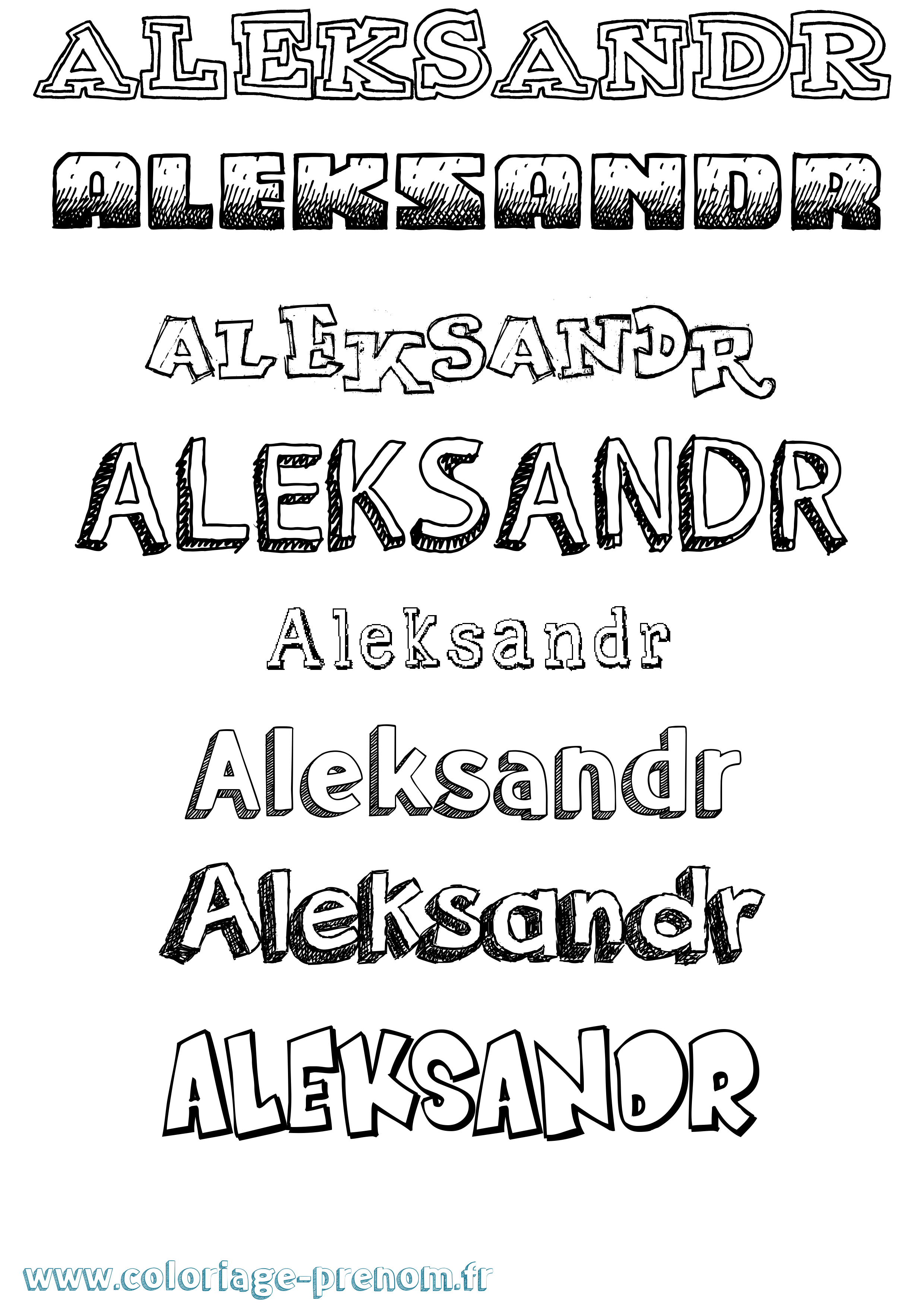 Coloriage prénom Aleksandr Dessiné