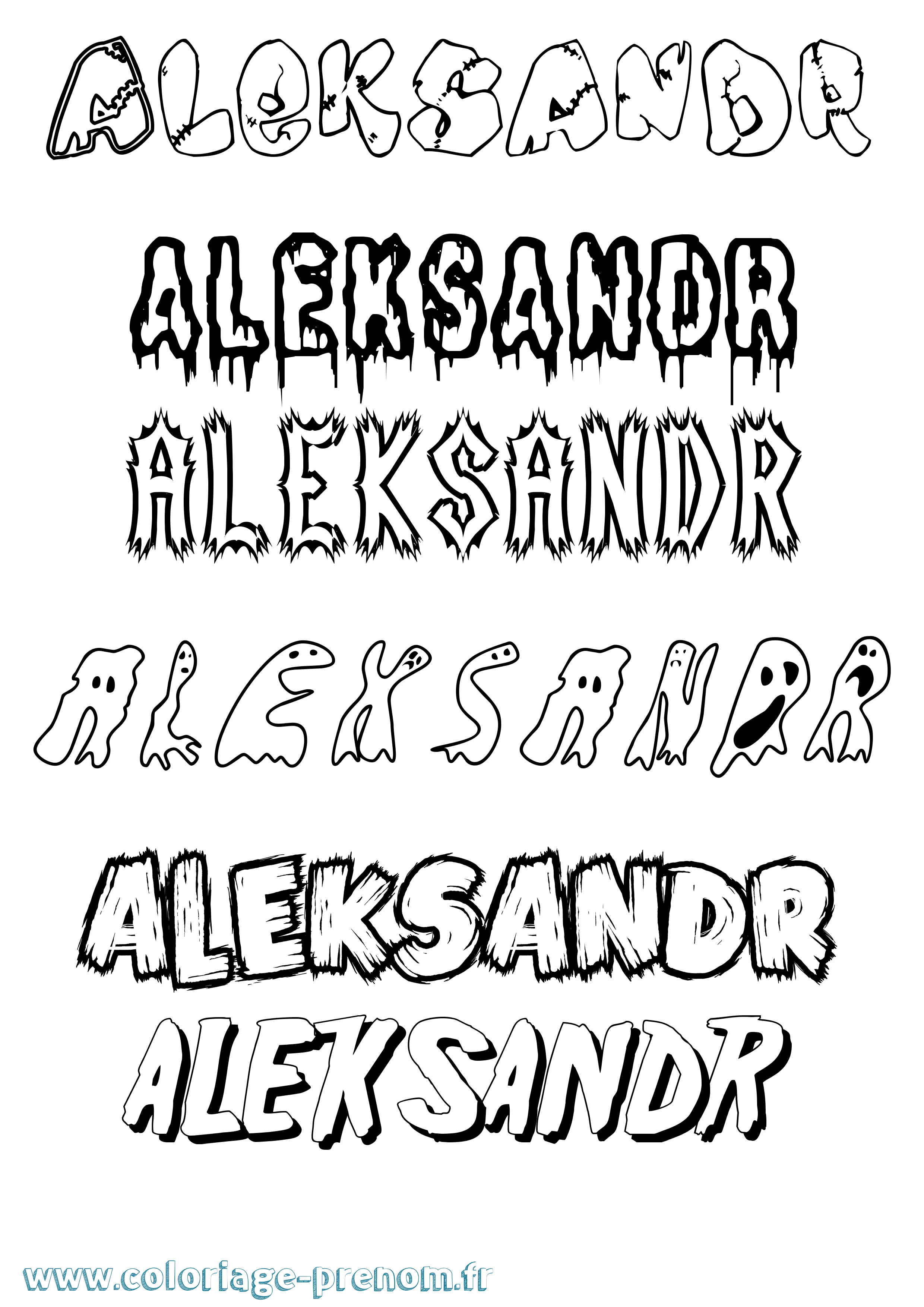 Coloriage prénom Aleksandr Frisson